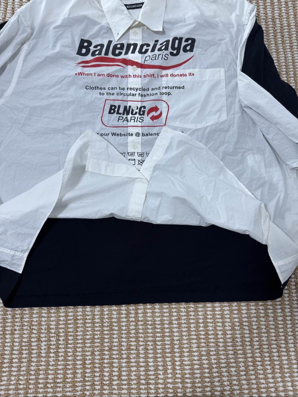 Balenciaga Balenciaga Logo Poplin Shirt Size M Size US M / EU 48-50 / 2 - 12 Thumbnail