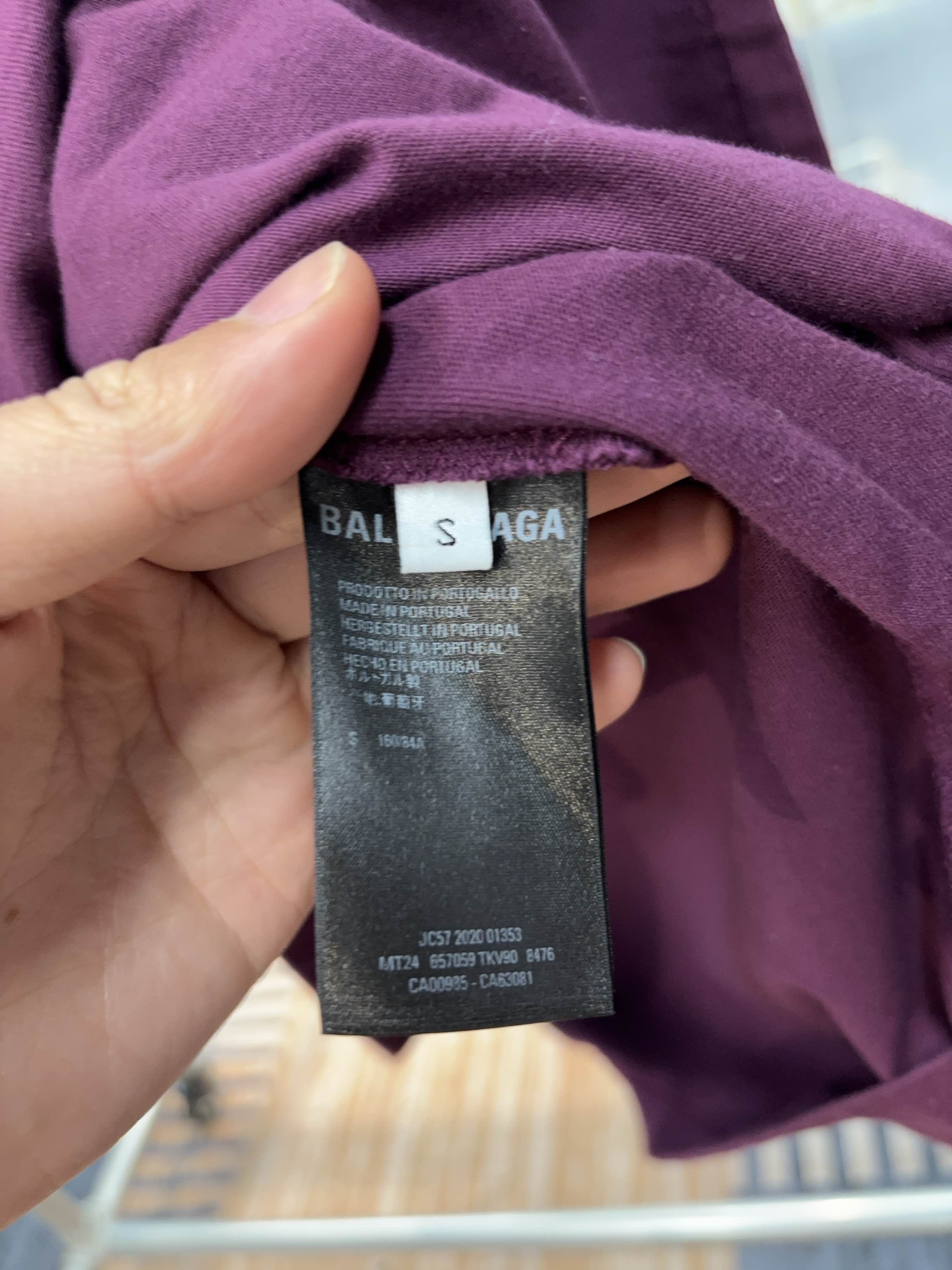 Balenciaga Balenciaga Purple Logo Embroidery T-Shirt Size S Size US S / EU 44-46 / 1 - 4 Thumbnail