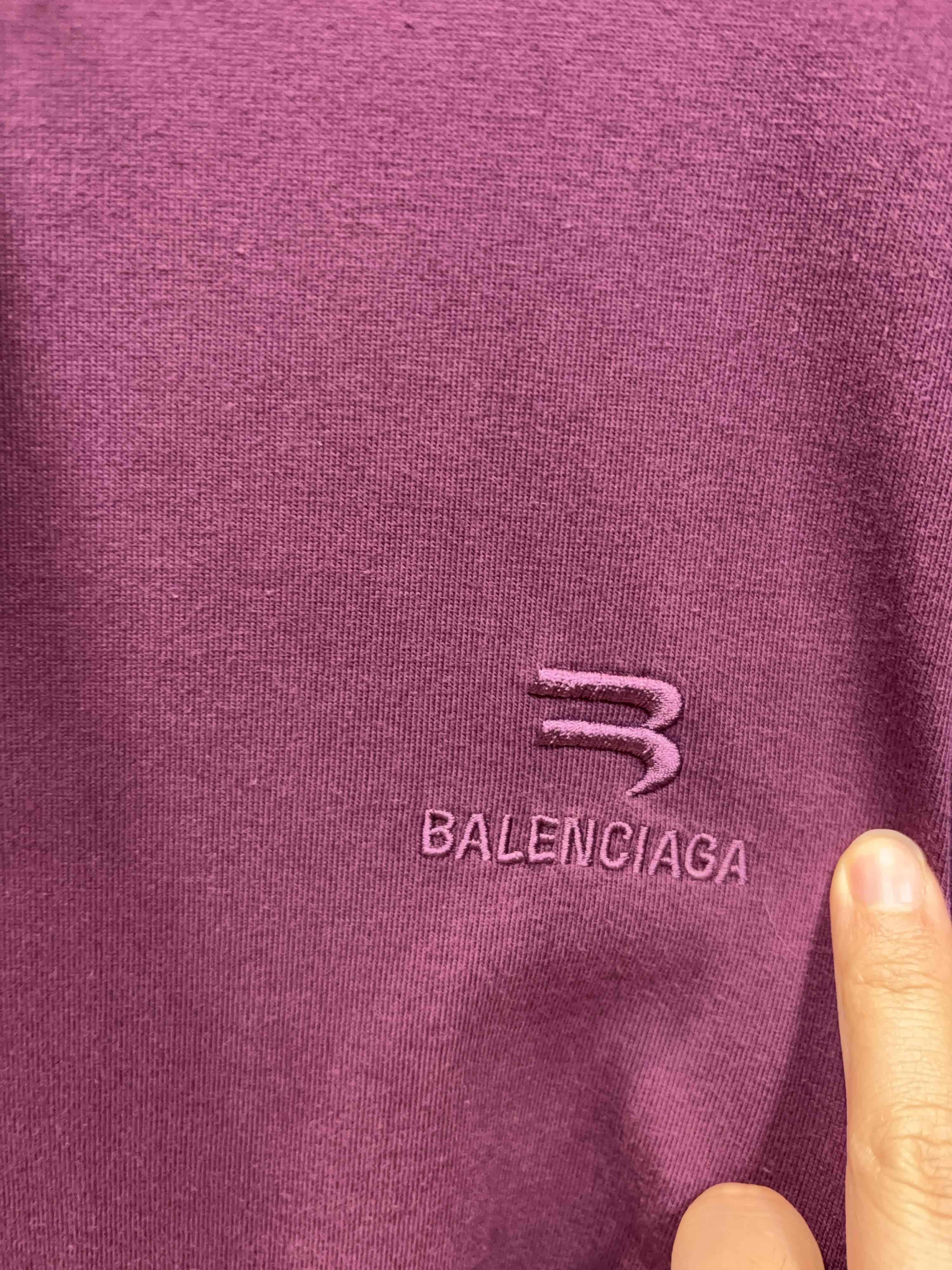 Balenciaga Balenciaga Purple Logo Embroidery T-Shirt Size S Size US S / EU 44-46 / 1 - 6 Thumbnail