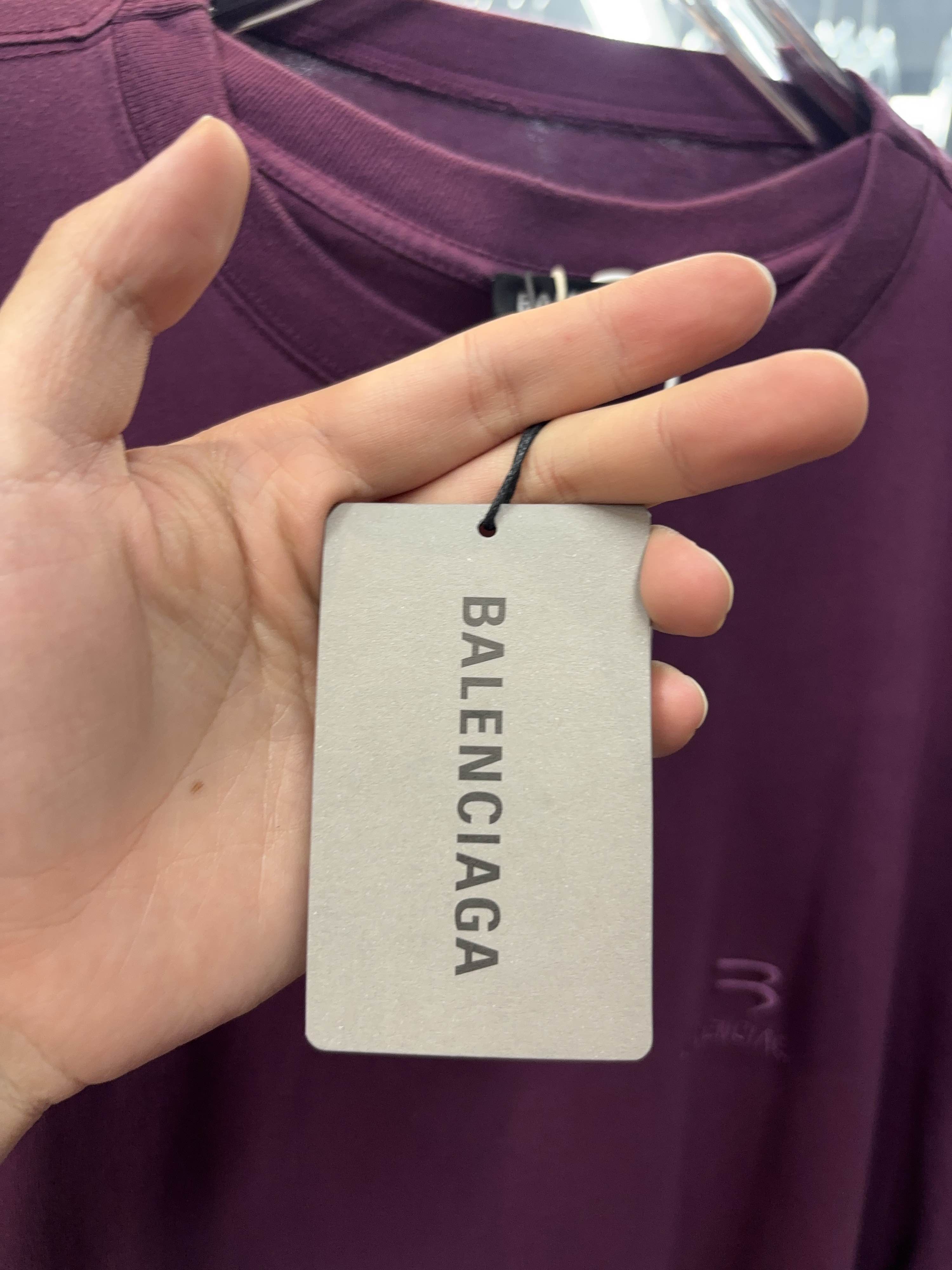 Balenciaga Balenciaga Purple Logo Embroidery T-Shirt Size S Size US S / EU 44-46 / 1 - 5 Thumbnail