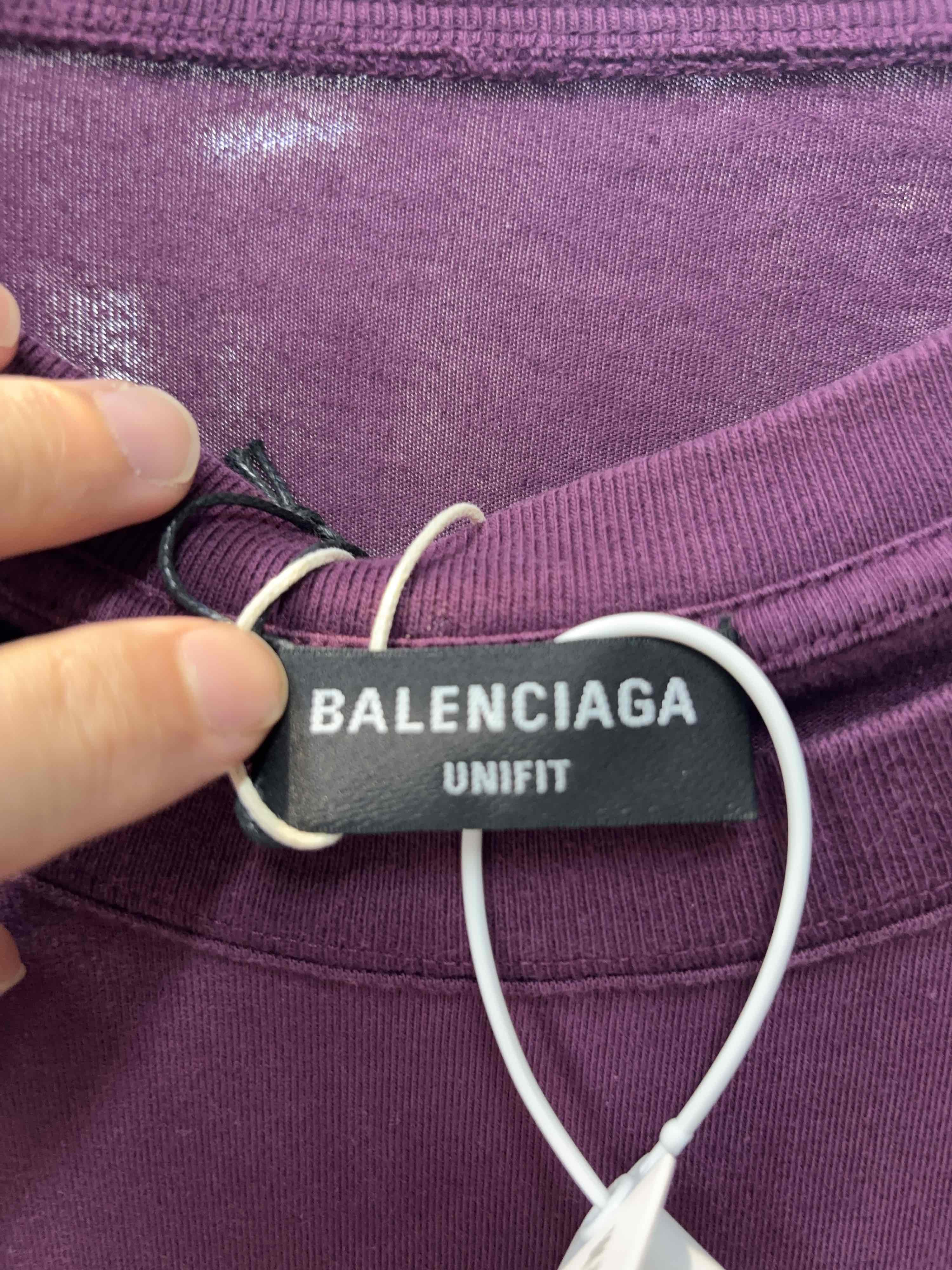 Balenciaga Balenciaga Purple Logo Embroidery T-Shirt Size S Size US S / EU 44-46 / 1 - 3 Thumbnail