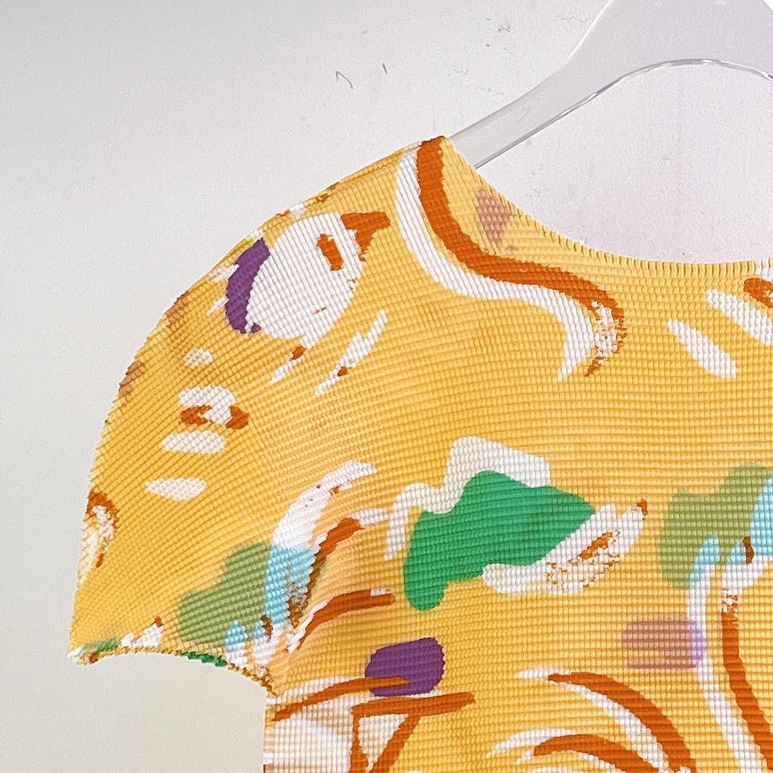 Issey Miyake Issey Miyake me Abstract Print Pleated T-Shirt Size ONE SIZE - 3 Thumbnail