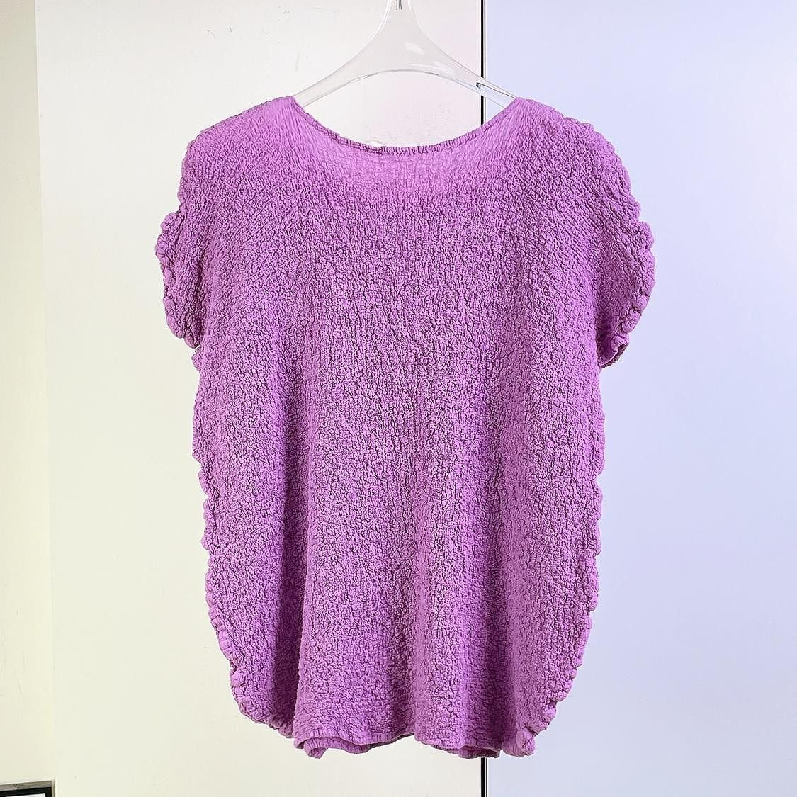 Issey Miyake Issey Miyake Me Purple Pleated Short Sleeve Top Size OS Size ONE SIZE - 2 Thumbnail
