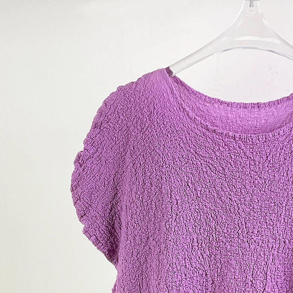 Issey Miyake Issey Miyake Me Purple Pleated Short Sleeve Top Size OS Size ONE SIZE - 3 Thumbnail