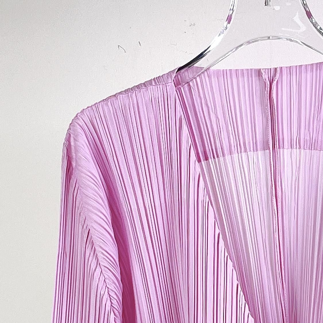 Pleats Please Issey Miyake PLEATS PLEASE ISSEY MIYAKE Pink Pleated Long Sleeve Top Size Size XL / US 12-14 / IT 48-50 - 3 Thumbnail