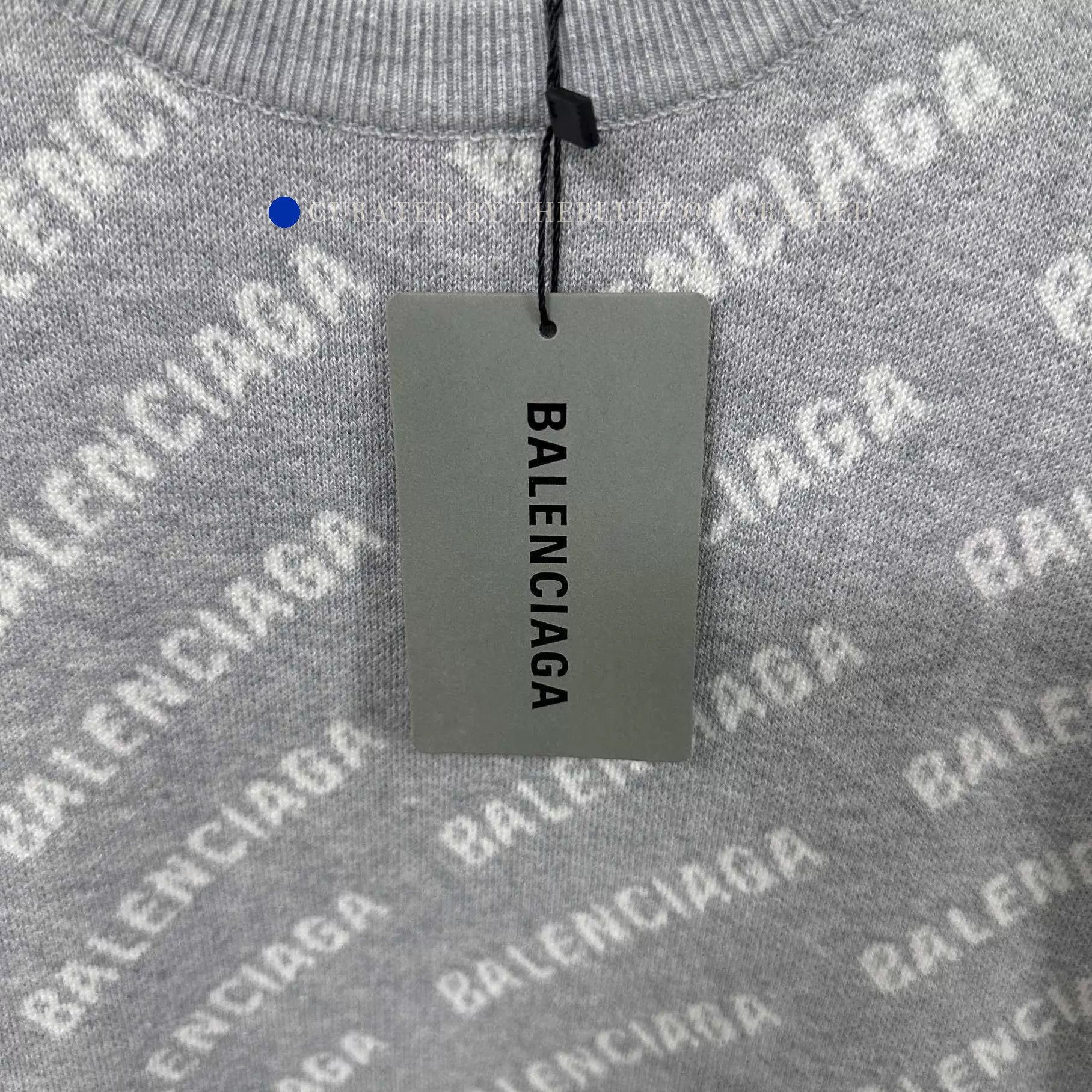 Balenciaga Gray Logo Print Long Sleeve Sweater S Size US S / EU 44-46 / 1 - 3 Thumbnail