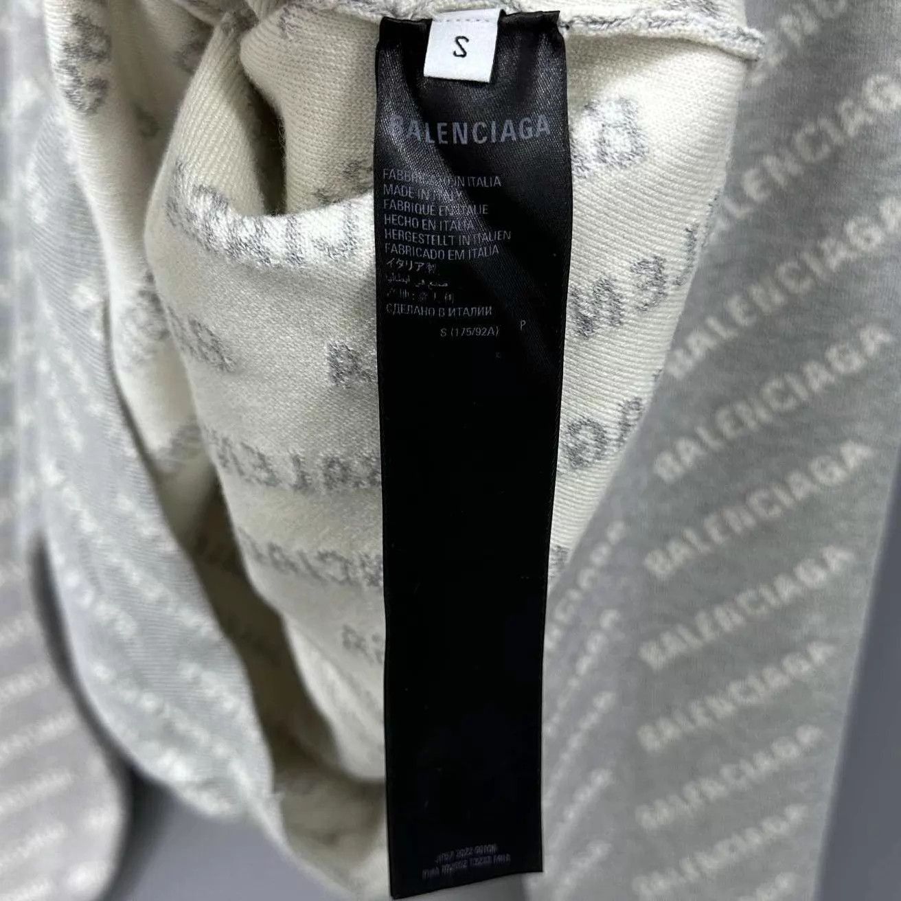 Balenciaga Gray Logo Print Long Sleeve Sweater S Size US S / EU 44-46 / 1 - 5 Thumbnail