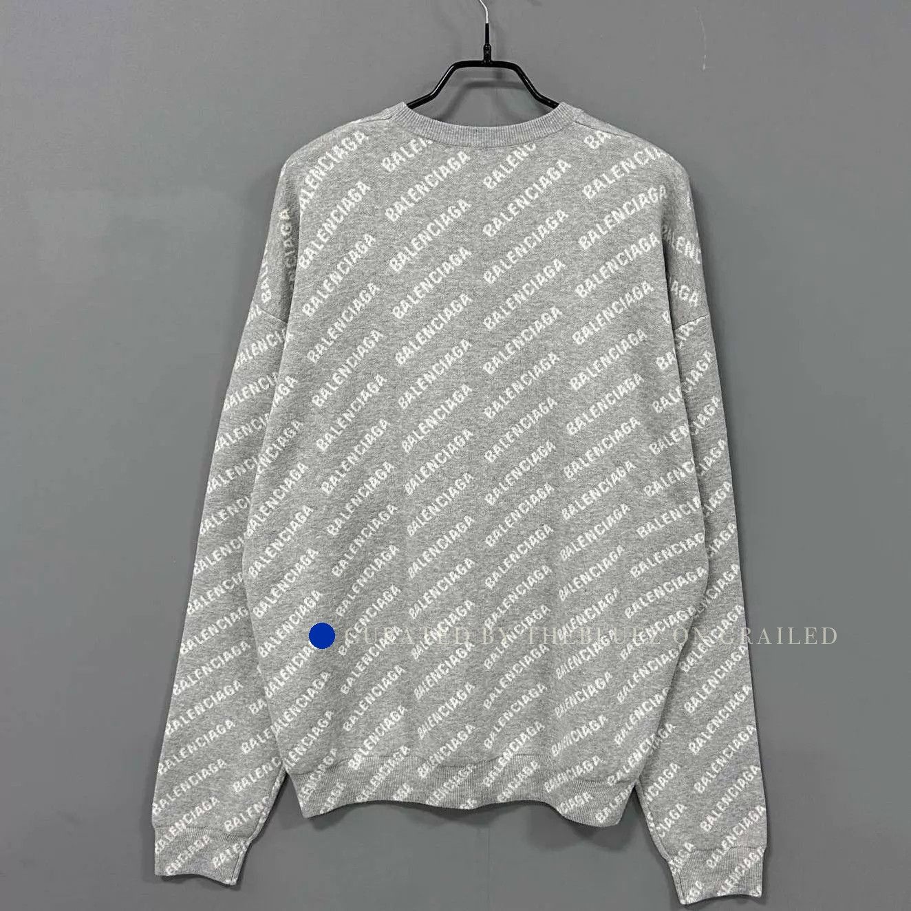 Balenciaga Gray Logo Print Long Sleeve Sweater S Size US S / EU 44-46 / 1 - 2 Thumbnail