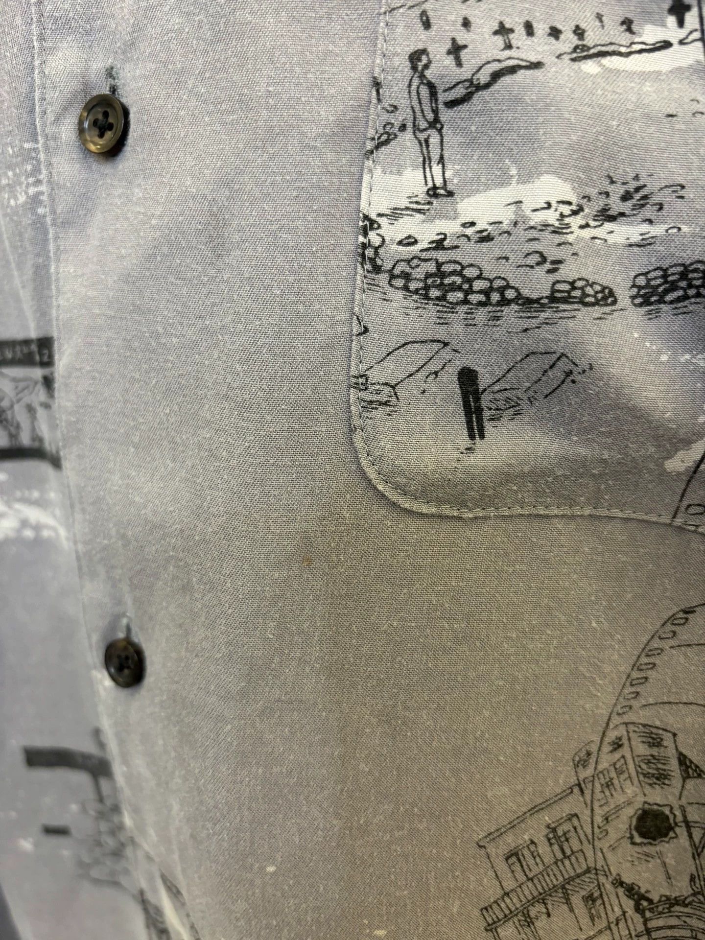 Porter Gray Printed Long Sleeve Button-Up Shirt Size US L / EU 52-54 / 3 - 4 Thumbnail
