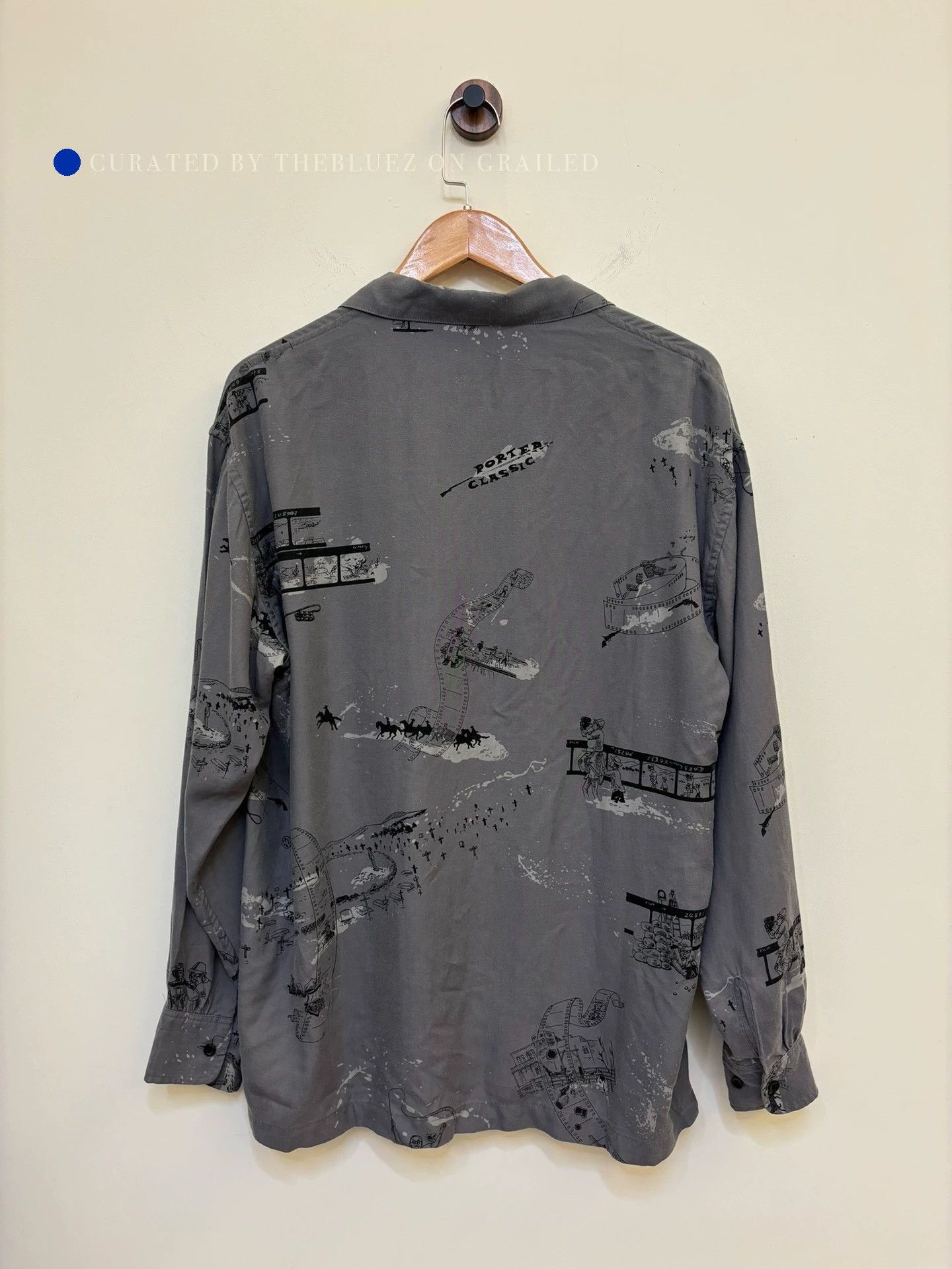 Porter Gray Printed Long Sleeve Button-Up Shirt Size US L / EU 52-54 / 3 - 9 Thumbnail