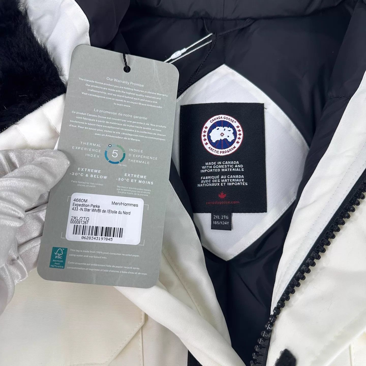 Canada Goose White Heavy Winter Coat with Fur Trimmed Hood - XXL Size US XXL / EU 58 / 5 - 4 Thumbnail