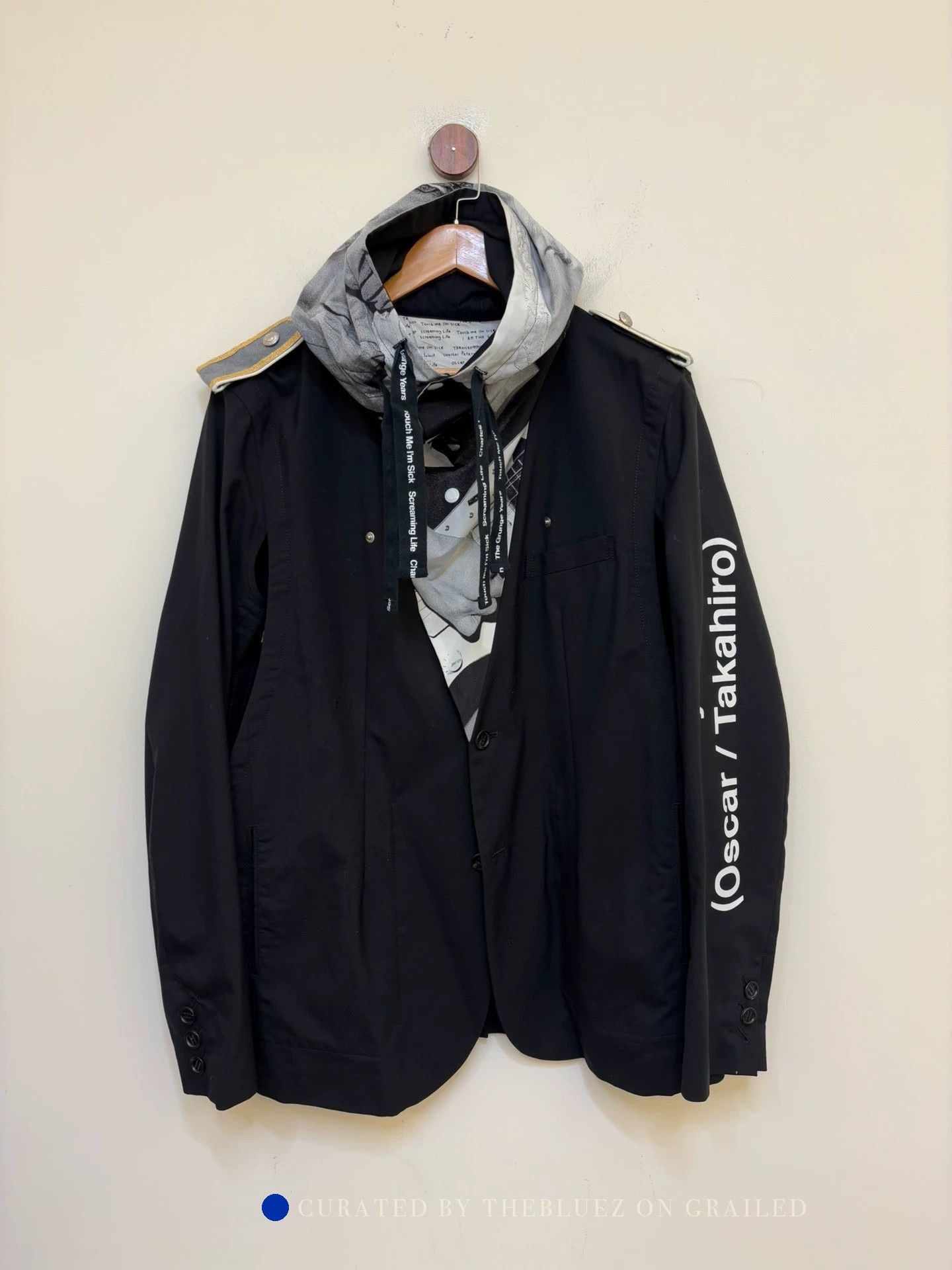 Takahiromiyashita The Soloist. Black Hooded Jacket with Sleeve Text Print Size US M / EU 48-50 / 2 - 2 Thumbnail