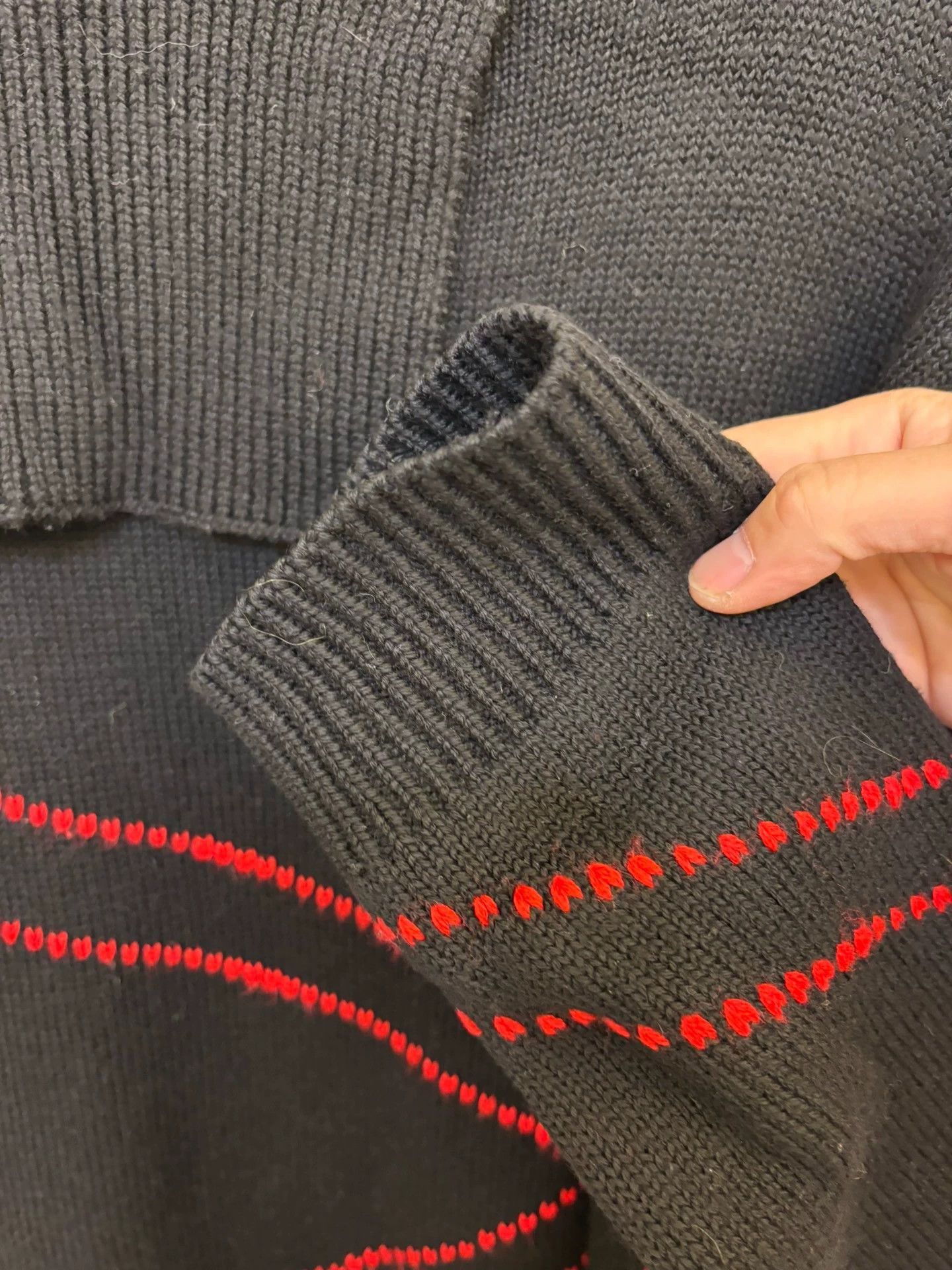 Raf Simons Black Knit Sweater with Red Stitch Detail Size US M / EU 48-50 / 2 - 5 Thumbnail
