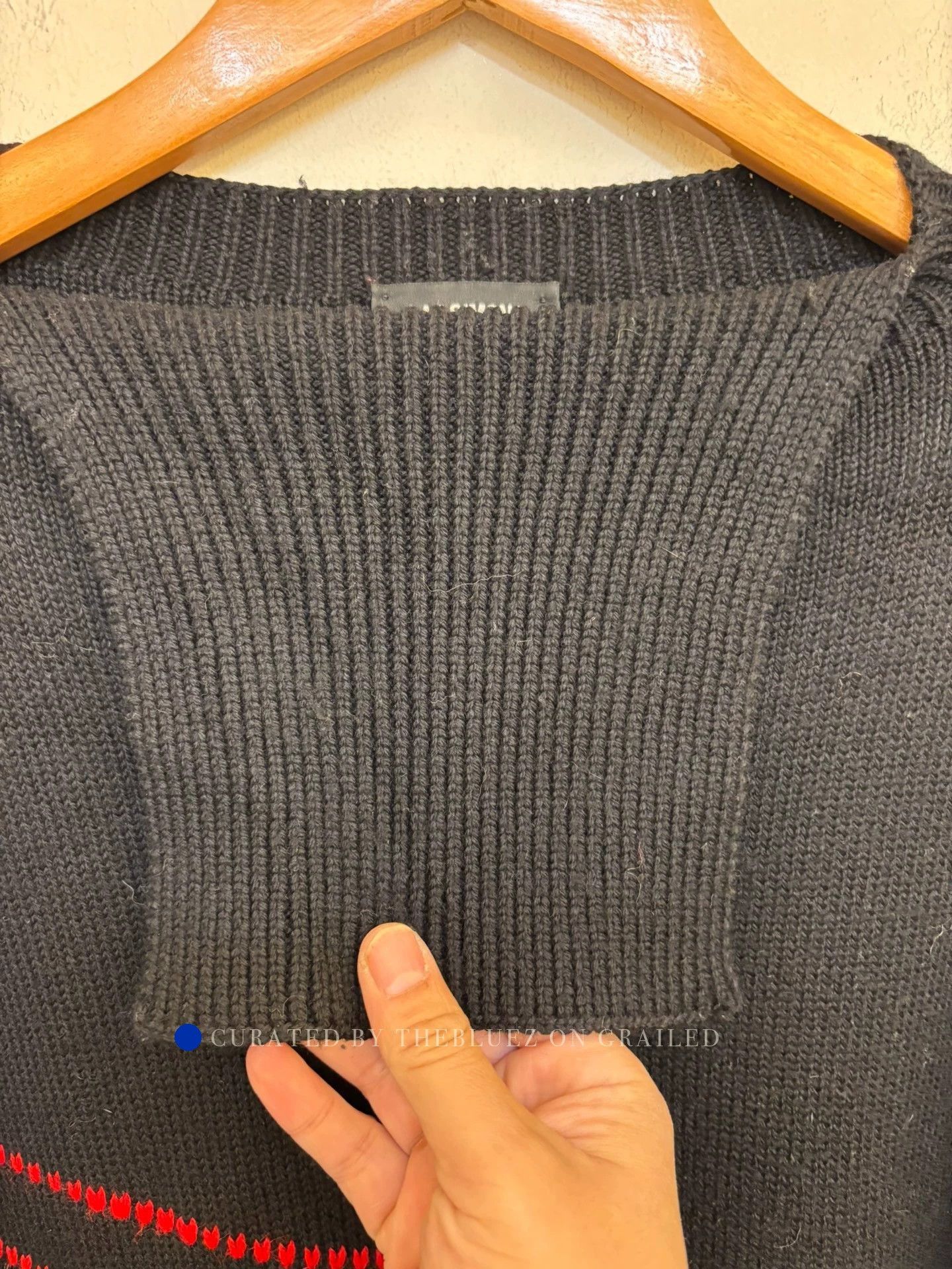 Raf Simons Black Knit Sweater with Red Stitch Detail Size US M / EU 48-50 / 2 - 2 Thumbnail