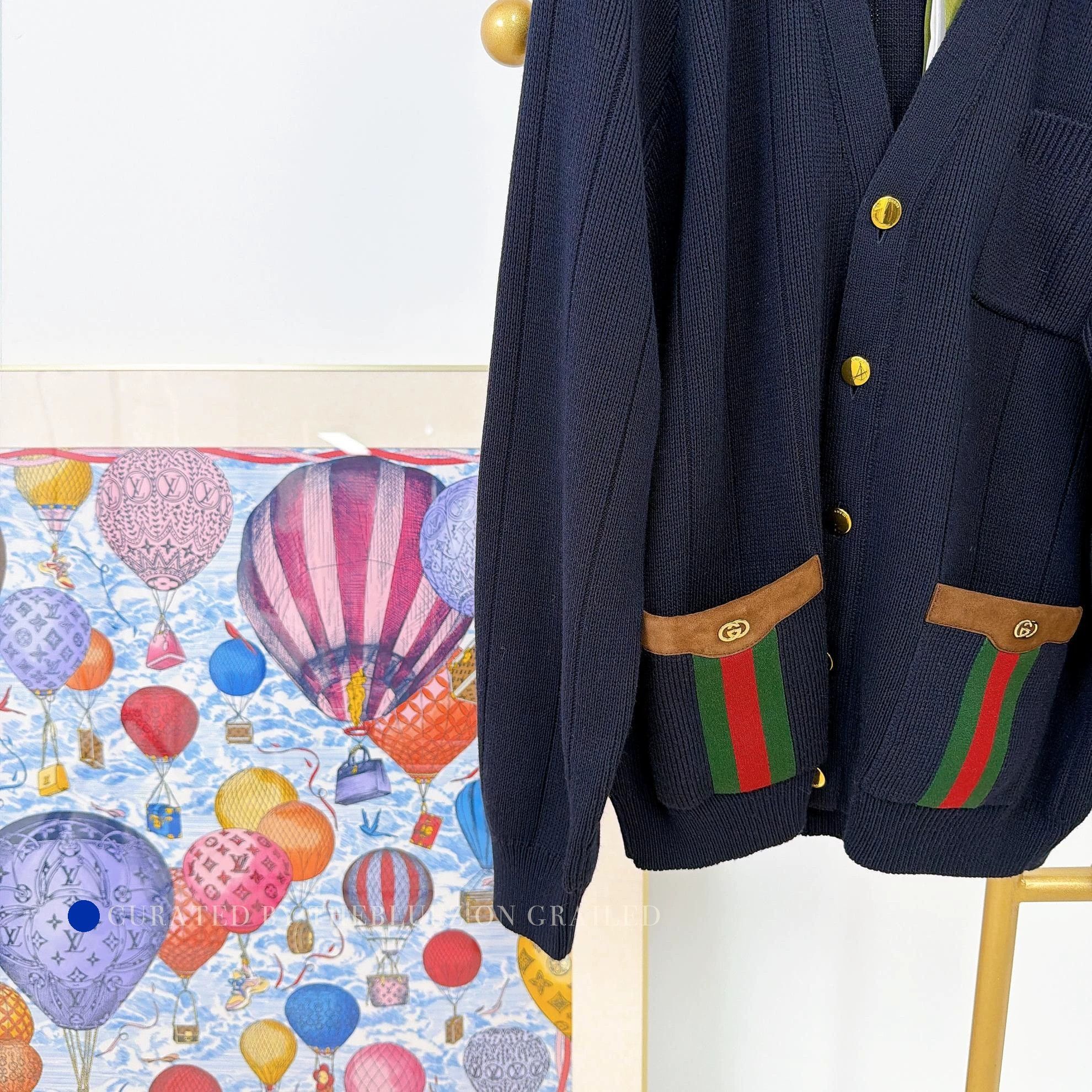 Gucci Blue V-Neck Button Cardigan with Pockets XL Size US XL / EU 56 / 4 - 5 Thumbnail