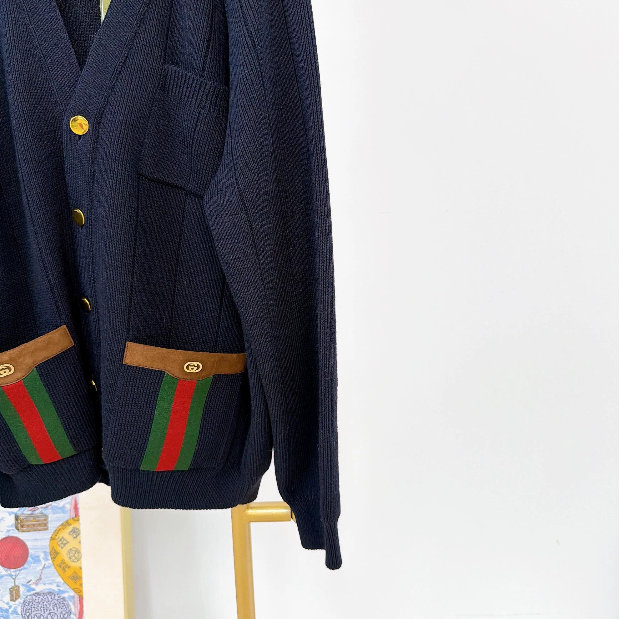 Gucci Blue V-Neck Button Cardigan with Pockets XL Size US XL / EU 56 / 4 - 4 Thumbnail