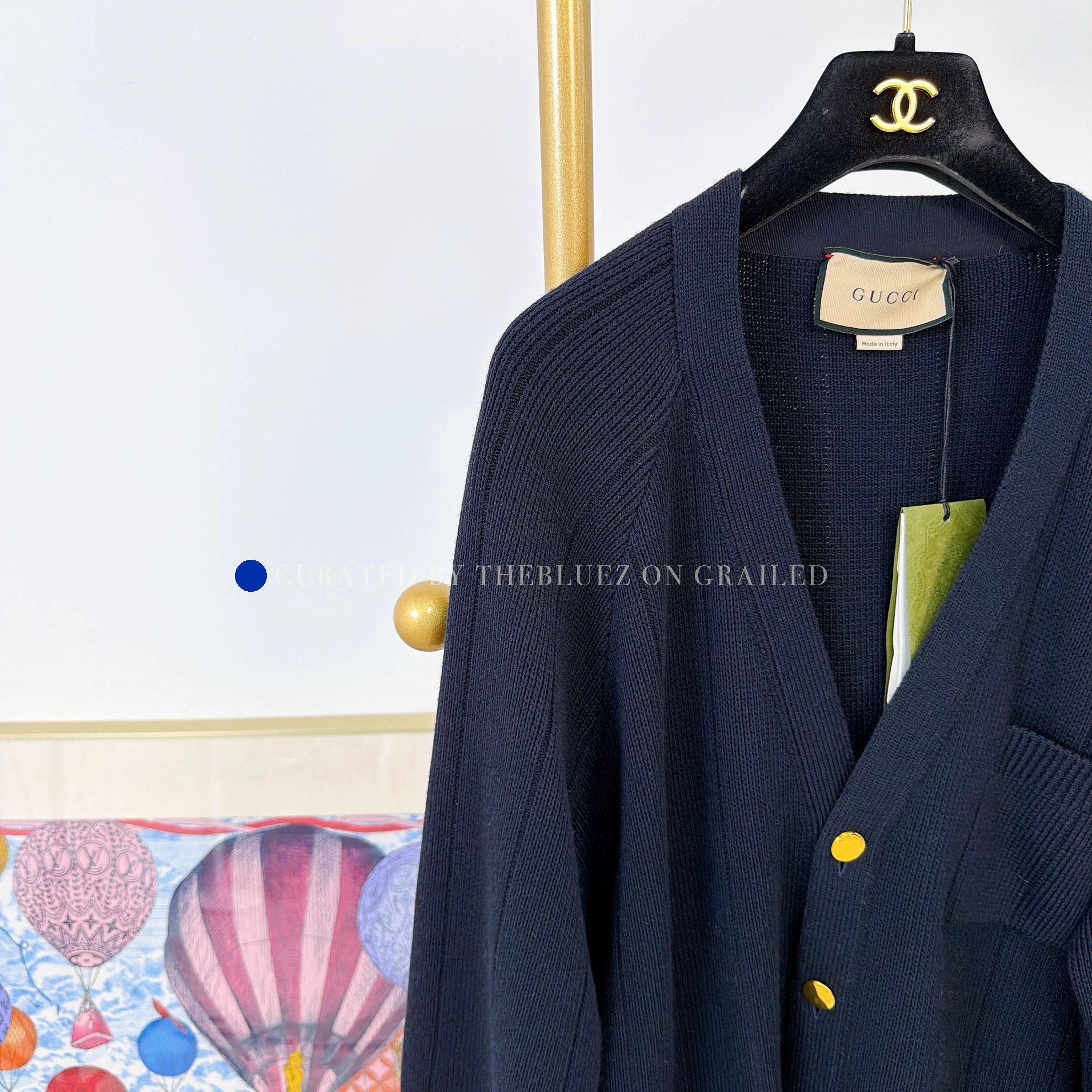 Gucci Blue V-Neck Button Cardigan with Pockets XL Size US XL / EU 56 / 4 - 3 Thumbnail
