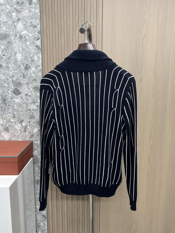 Loro Piana Blue Striped Button-Front Cardigan Size M Size US M / EU 48-50 / 2 - 2 Thumbnail