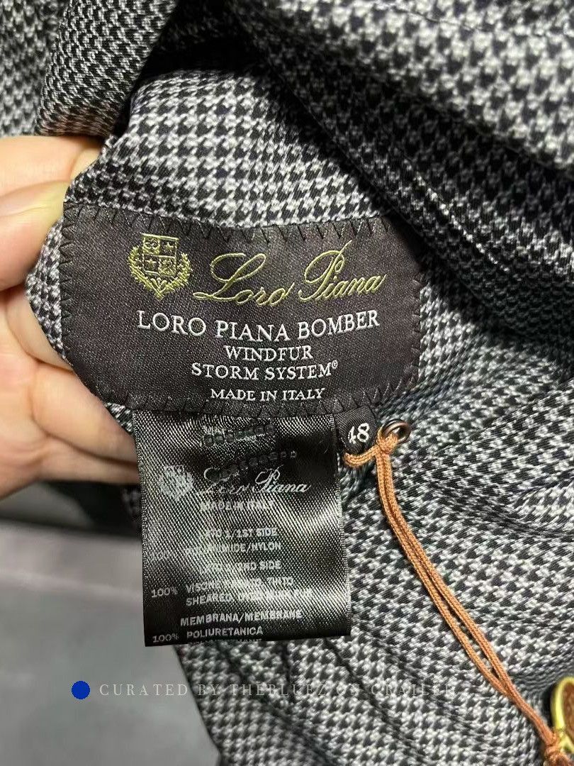 Loro Piana Gray Checkered Zip-Up Bomber Jacket Size US M / EU 48-50 / 2 - 2 Thumbnail