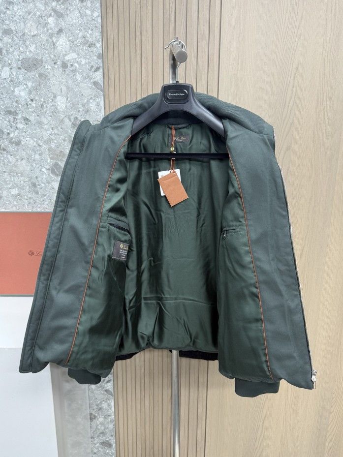 Loro Piana Green Puffer Jacket with Stand Collar and Zip Pockets Size US L / EU 52-54 / 3 - 5 Thumbnail