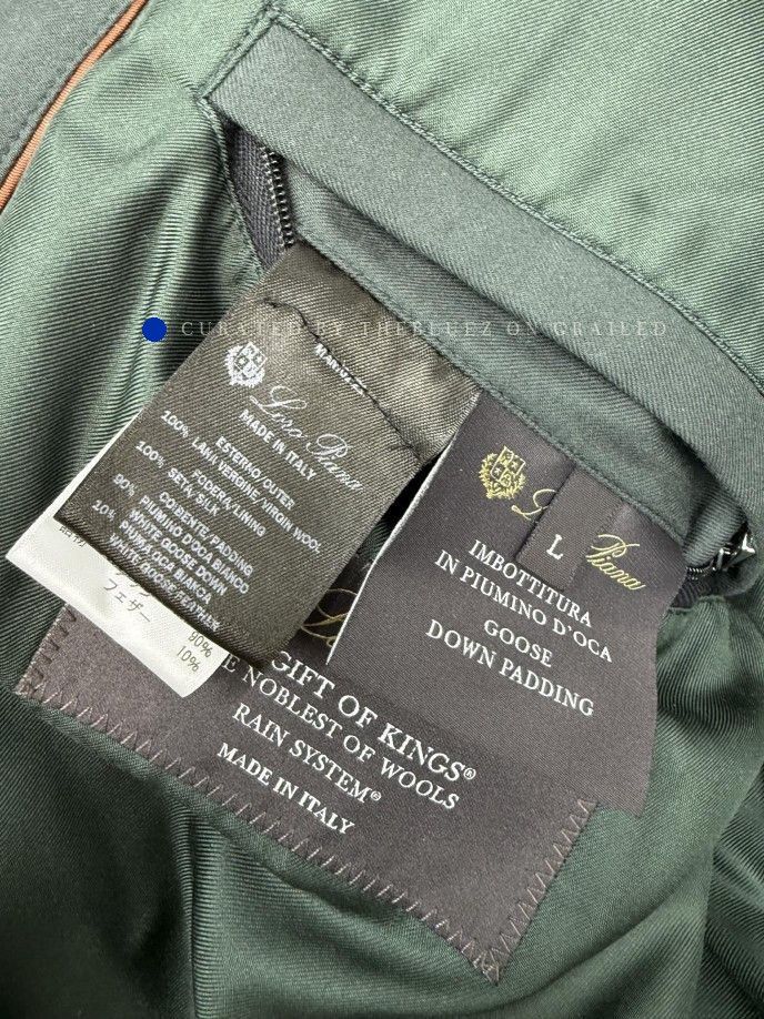 Loro Piana Green Puffer Jacket with Stand Collar and Zip Pockets Size US L / EU 52-54 / 3 - 4 Thumbnail