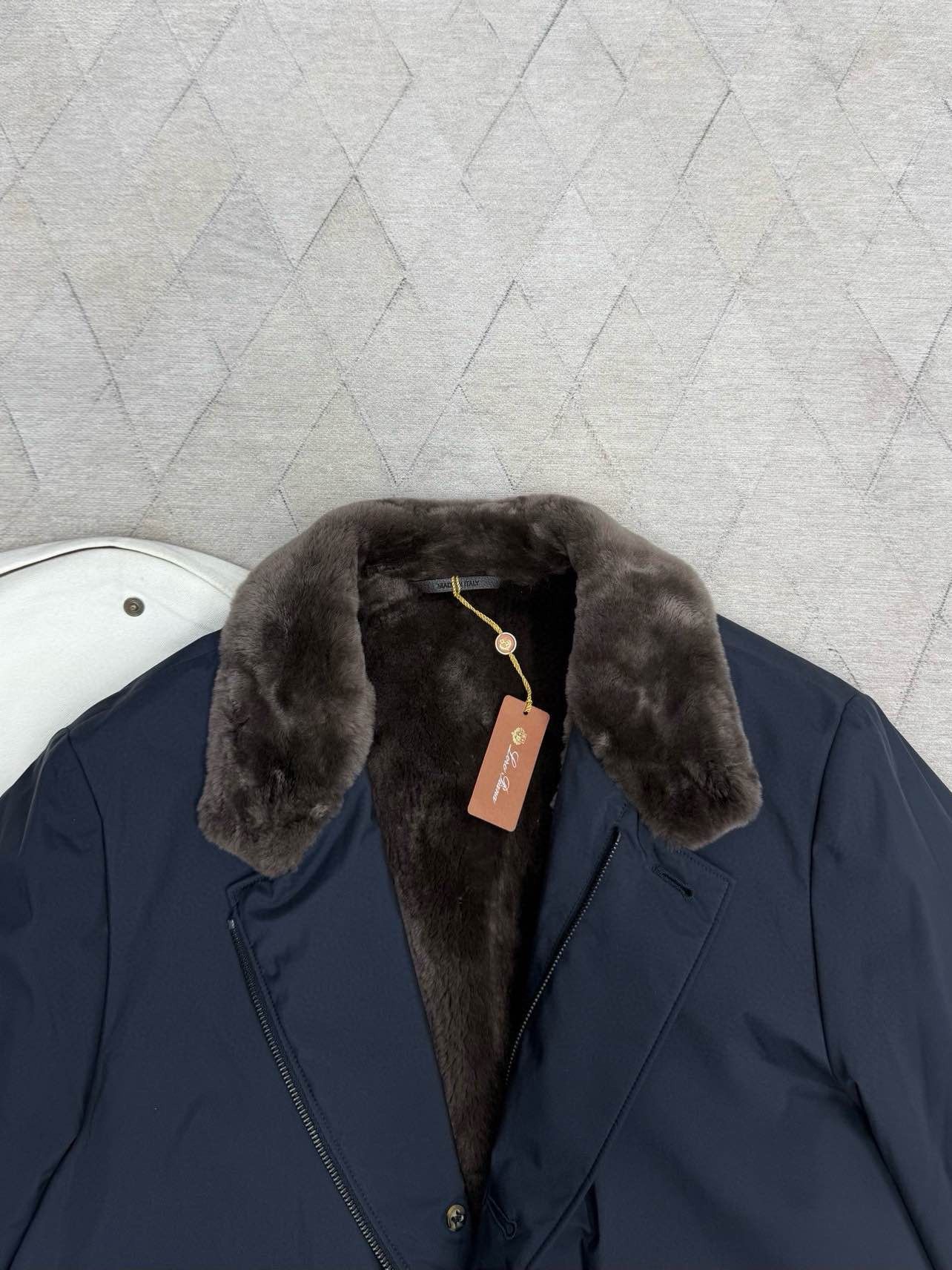 Loro Piana Blue Fur Collar Long Coat - Size M Size US M / EU 48-50 / 2 - 8 Thumbnail