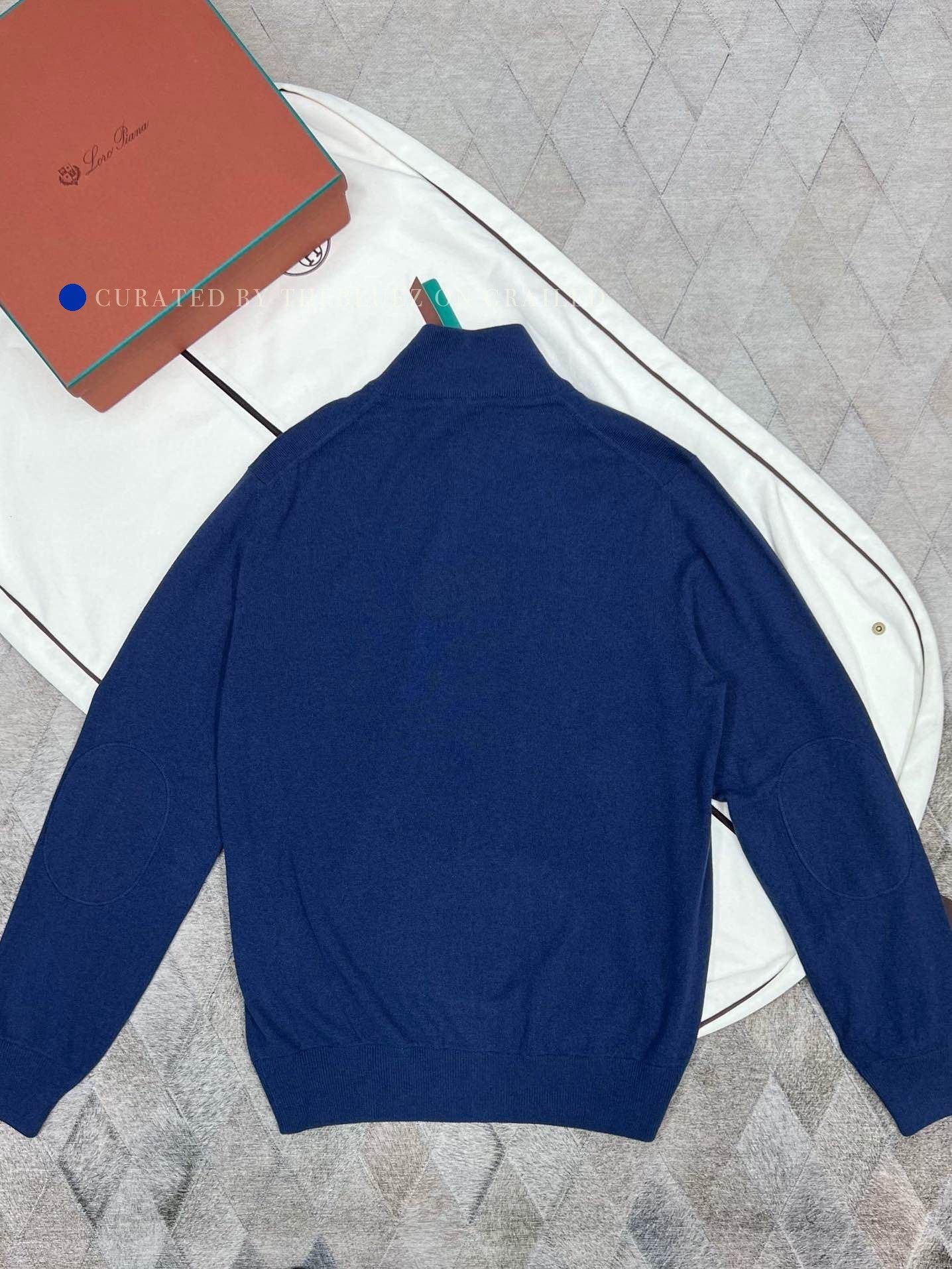 Loro Piana Blue Zip-Up Long Sleeve Sweater Size US L / EU 52-54 / 3 - 2 Thumbnail
