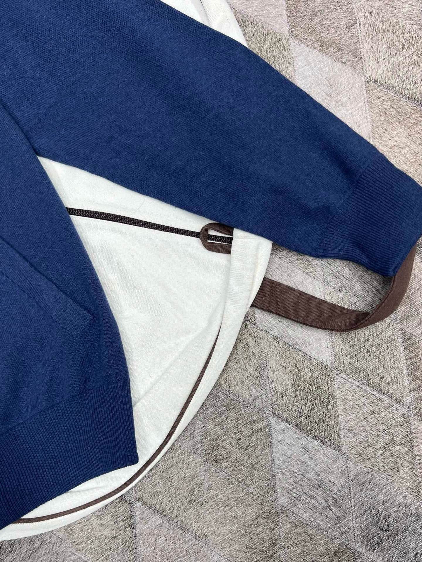 Loro Piana Blue Zip-Up Long Sleeve Sweater Size US L / EU 52-54 / 3 - 6 Thumbnail
