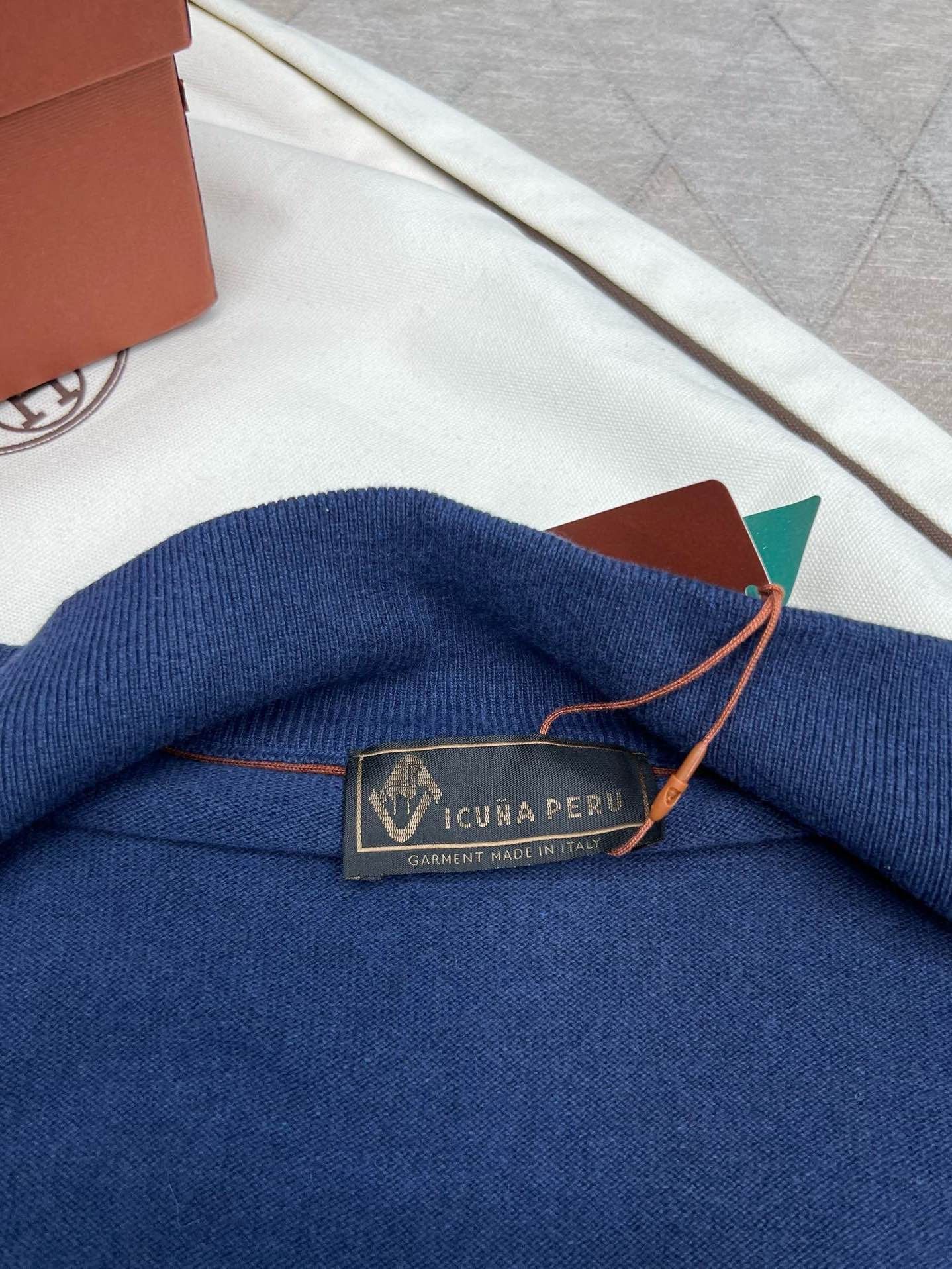 Loro Piana Blue Zip-Up Long Sleeve Sweater Size US L / EU 52-54 / 3 - 3 Thumbnail