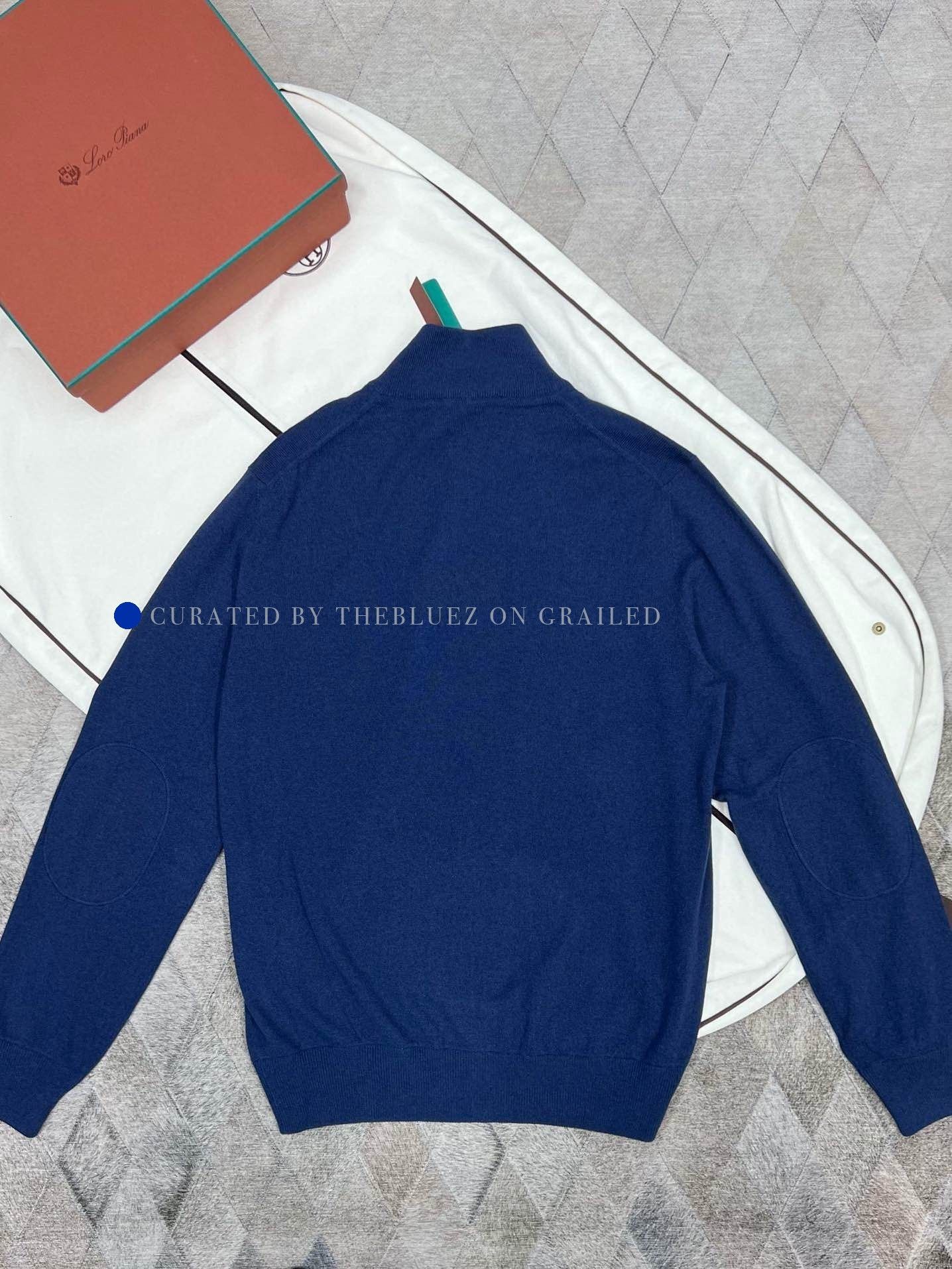 Loro Piana Blue Zip-Up Knit Sweater - XL Size US XL / EU 56 / 4 - 7 Thumbnail