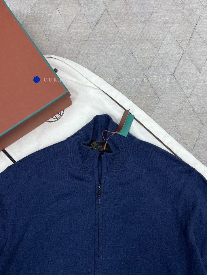 Loro Piana Blue Full-Zip Long Sleeve Sweater Size US L / EU 52-54 / 3 - 5 Thumbnail