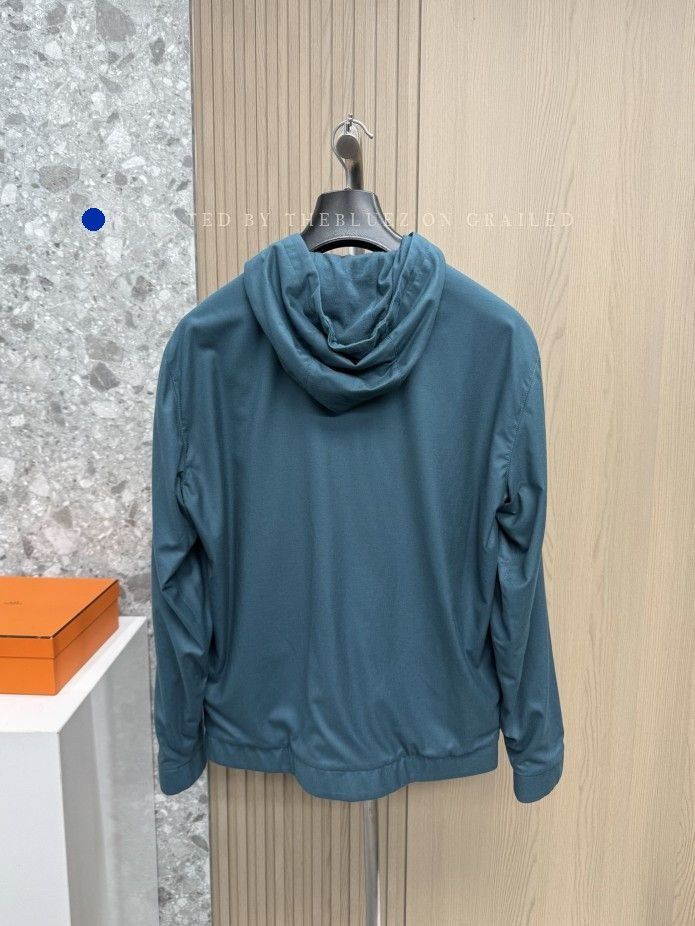 Loro Piana Green Hooded Light Jacket with Zipper - Size S Size US S / EU 44-46 / 1 - 6 Thumbnail