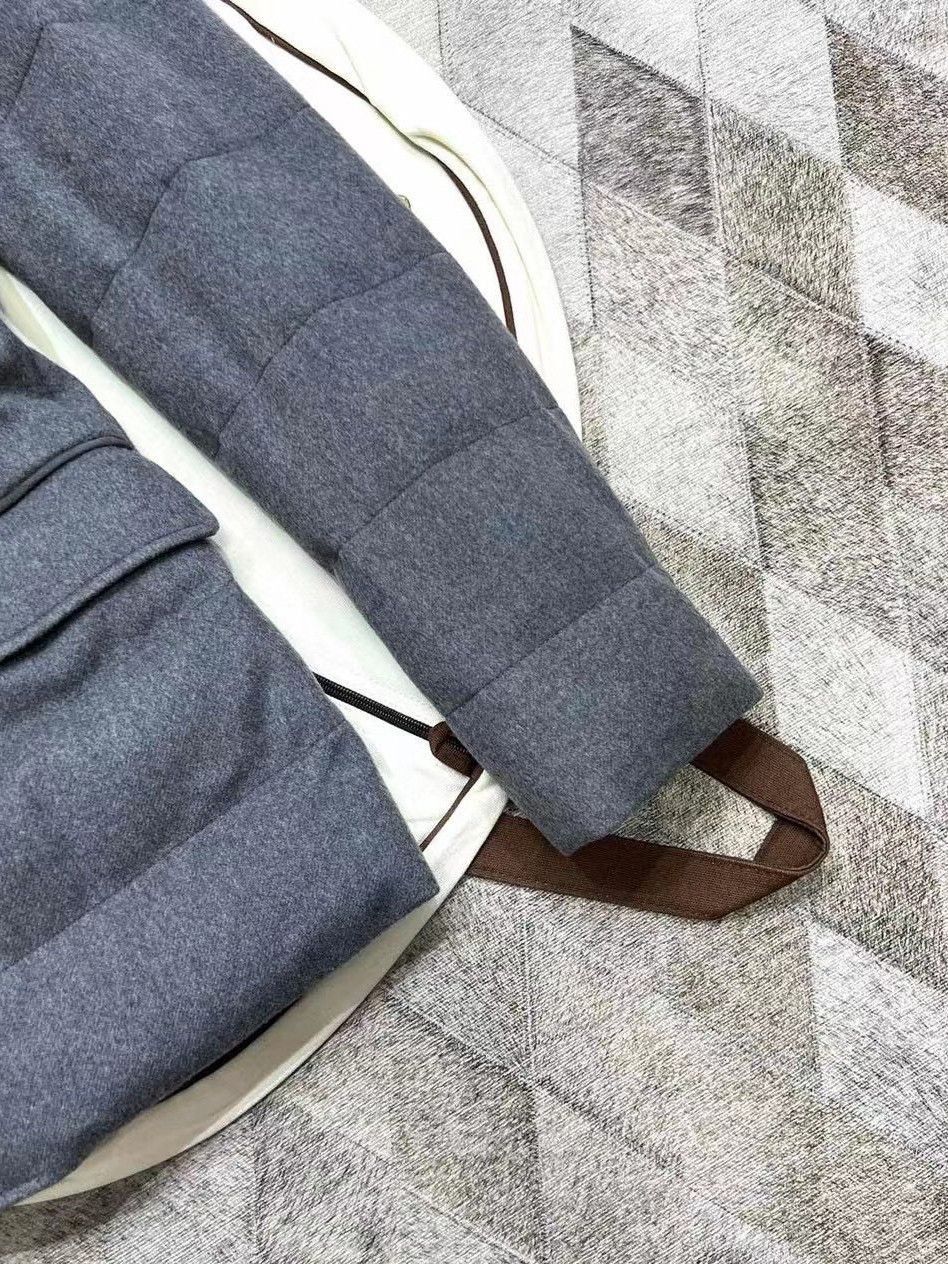 Loro Piana Gray Quilted Button-Front Jacket Size S Size US S / EU 44-46 / 1 - 6 Thumbnail
