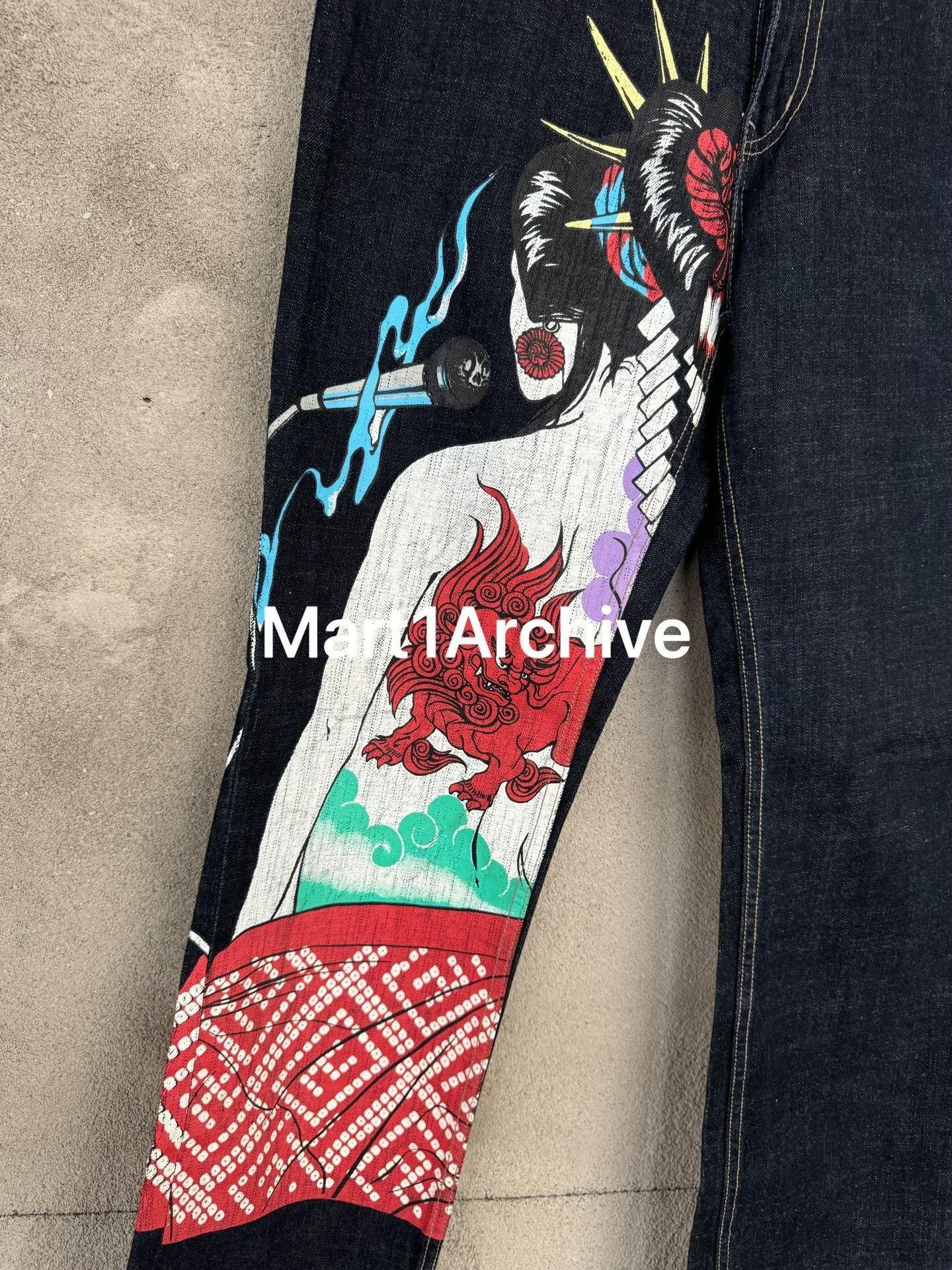 PPFM Blue Denim Jeans with Artwork Size 32 Size US 32 / EU 48 - 4 Thumbnail