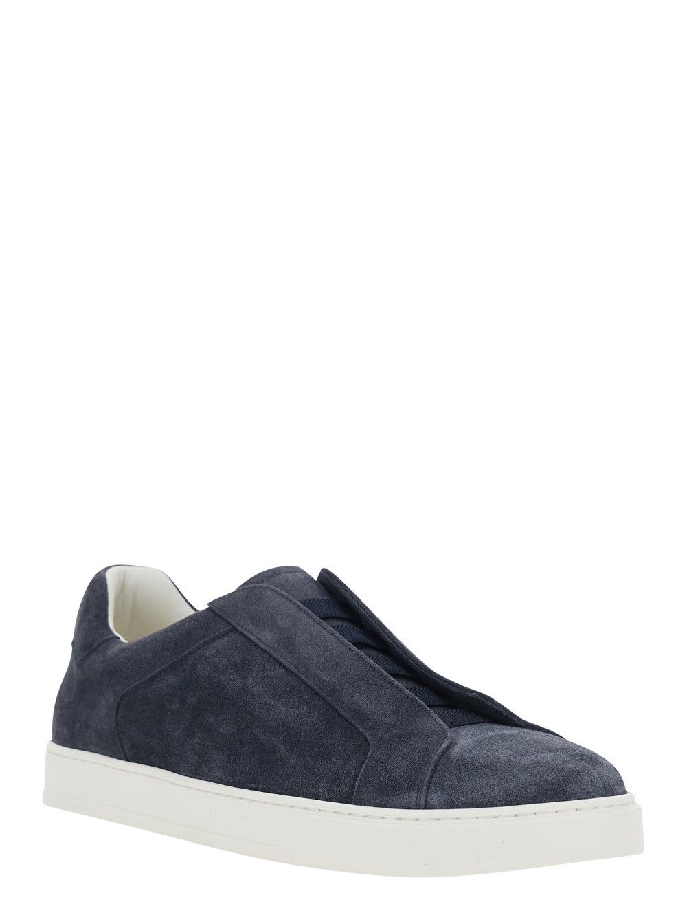 Doucal's Blue Sneaker with Rounded Toe in Leather for Men Size US 12 / EU 45 - 2 Thumbnail