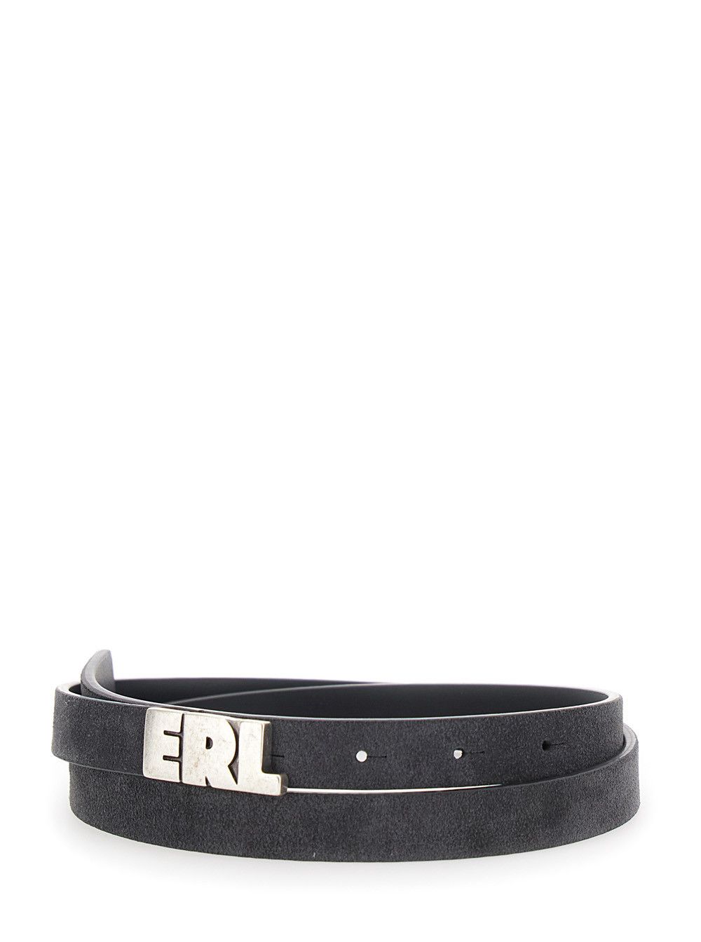 ERL Black Belt with Logo Plate on the Front in Leather Man Size ONE SIZE - 2 Thumbnail