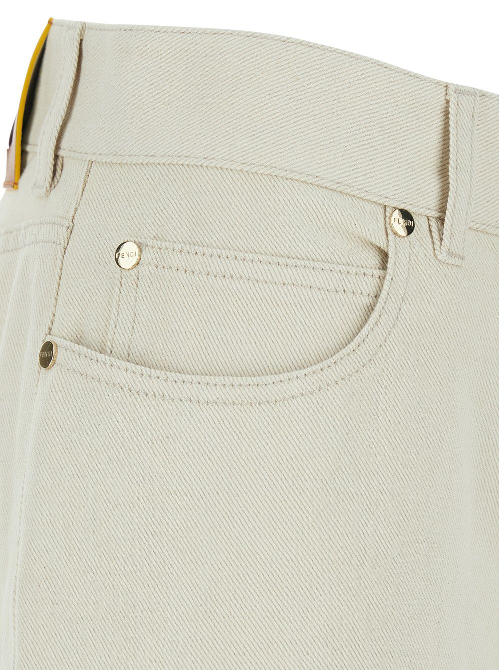 Fendi White Five-pocket design Jeans with Logo Patch on the Back in Denim for Women Size 28" / US 6 / IT 42 - 3 Thumbnail