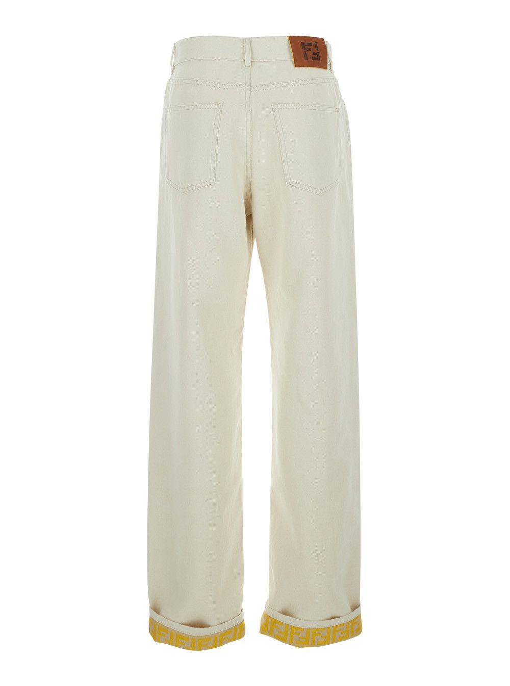 Fendi White Five-pocket design Jeans with Logo Patch on the Back in Denim for Women Size 28" / US 6 / IT 42 - 2 Thumbnail