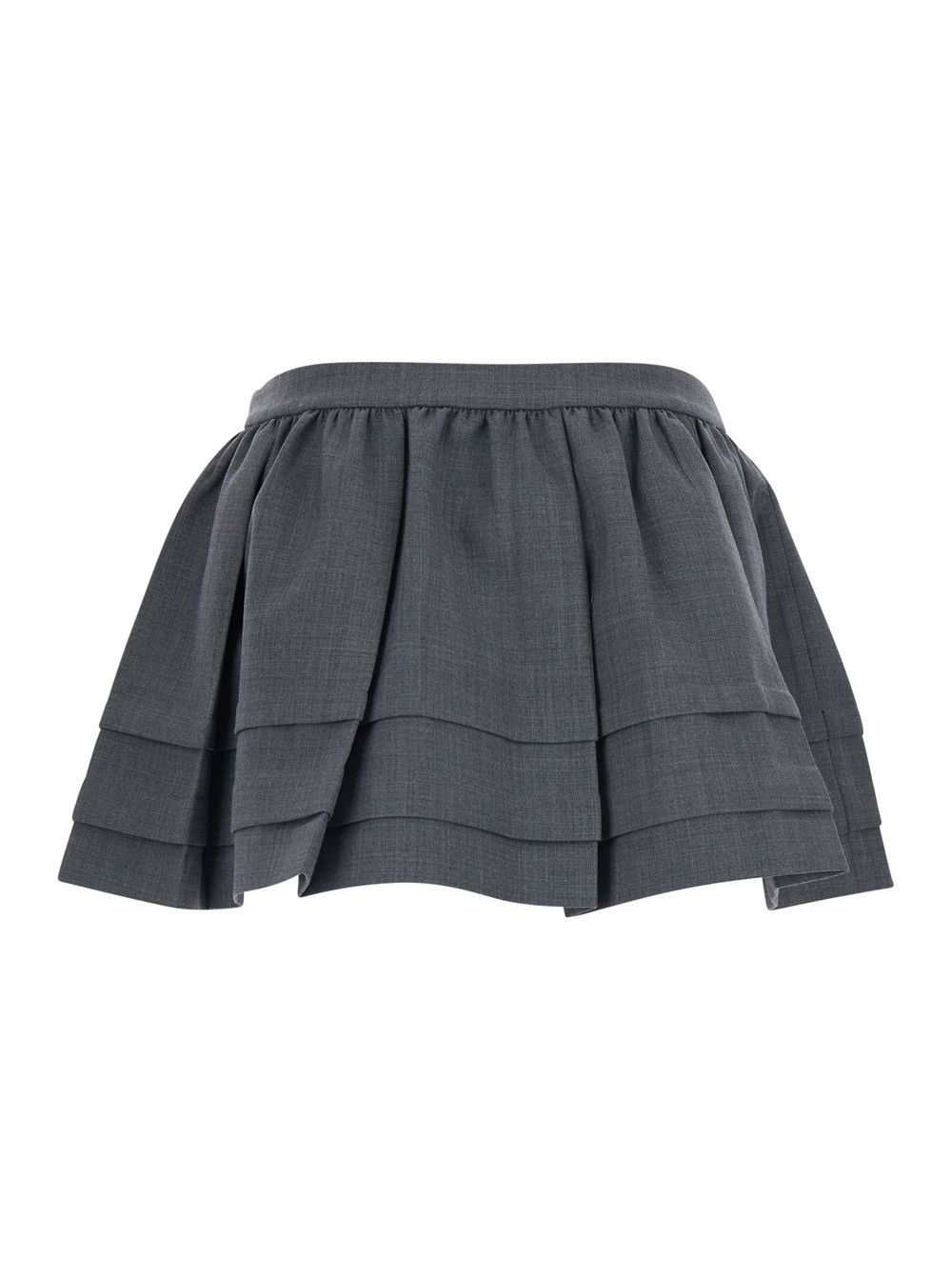 Shushu/Tong Gray 'Tuck Detail Pleated Skirt' with Pleats and Stripe Details in Wool and Polyester for Women Size 30" / US 8 / IT 44 - 2 Thumbnail