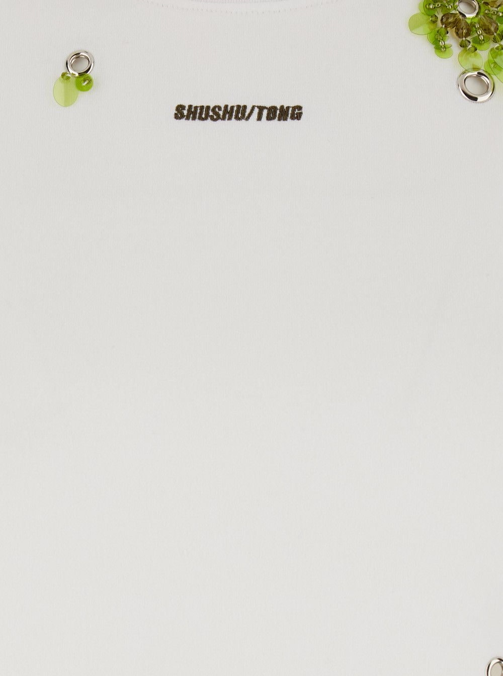 Shushu/Tong White T-Shirt "Grommet Embroidered Floral Tee" with floral embroidery on the front - Cotton - Women Size S / US 4 / IT 40 - 3 Thumbnail