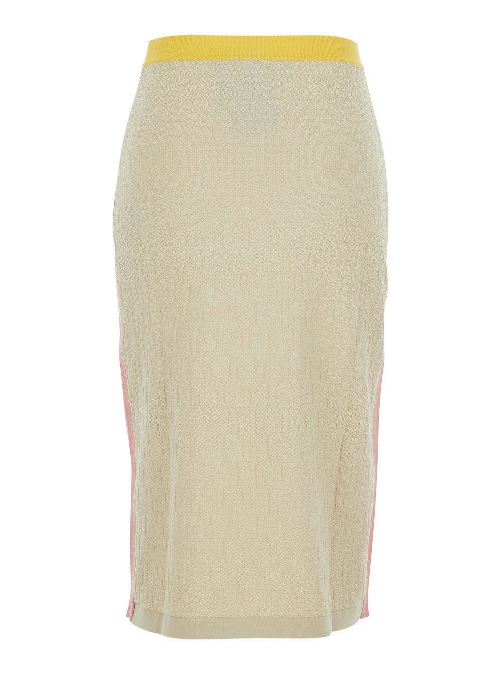 Fendi Beige Midi Skirt with FF Motif in Cotton for Women Size 28" / US 6 / IT 42 - 2 Thumbnail