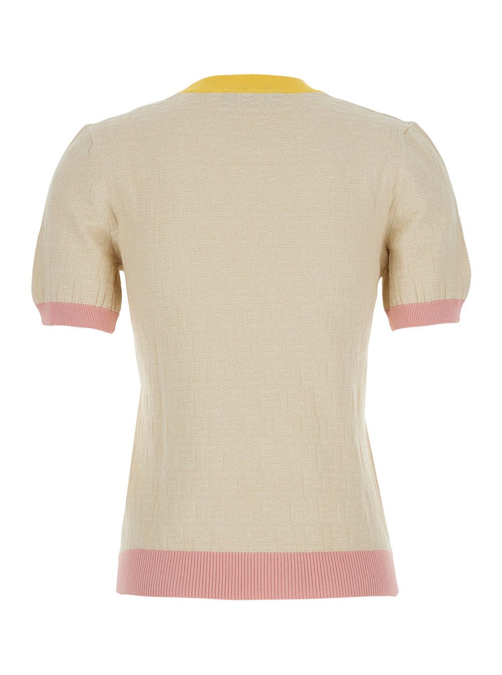 Fendi White T-Shirt 'COLOR BLOCK FF SHORT SLEEVES TEE' with Fendi Logo in Cotton Women Size M / US 6-8 / IT 42-44 - 2 Thumbnail