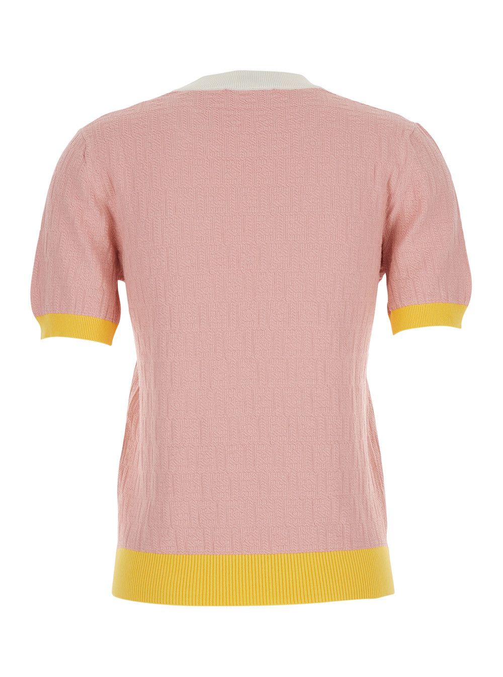 Fendi Pink Crew Neck T-shirt with All-Over FF Motif in Cotton Woman Size M / US 6-8 / IT 42-44 - 2 Thumbnail