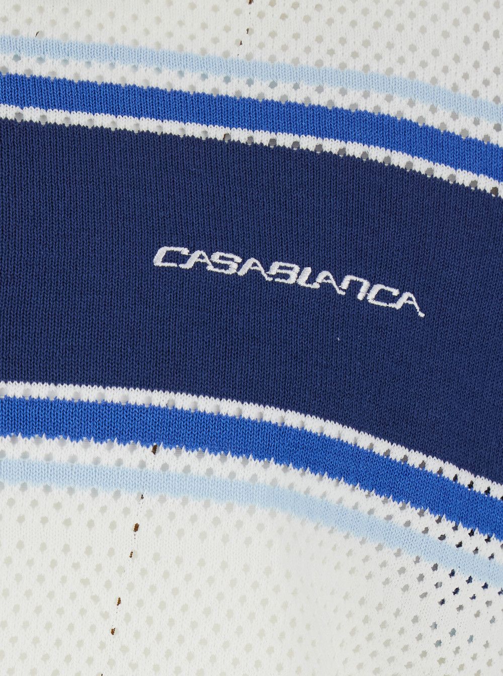 Casablanca Polo 'MESH STRIPE' White with Blue Stripe Details in Cotton for Men Size US L / EU 52-54 / 3 - 3 Thumbnail