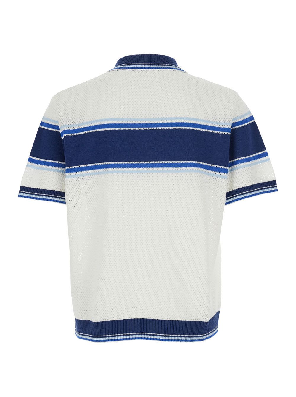 Casablanca Polo 'MESH STRIPE' White with Blue Stripe Details in Cotton for Men Size US L / EU 52-54 / 3 - 2 Thumbnail
