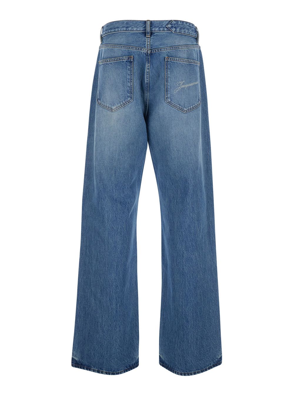 Jacquemus 'Le De-Nimes Droit' Blue Jeans with Logo Embroidery on the Pocket in Denim for Men Size US 36 / EU 52 - 2 Thumbnail