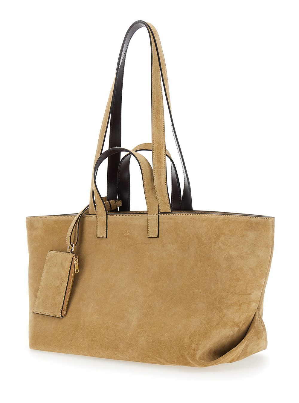 A.P.C. 'Le Drummer' Beige Shopper with Four Handles and Logo Lettering on the Front in Suede Women Size ONE SIZE - 2 Thumbnail