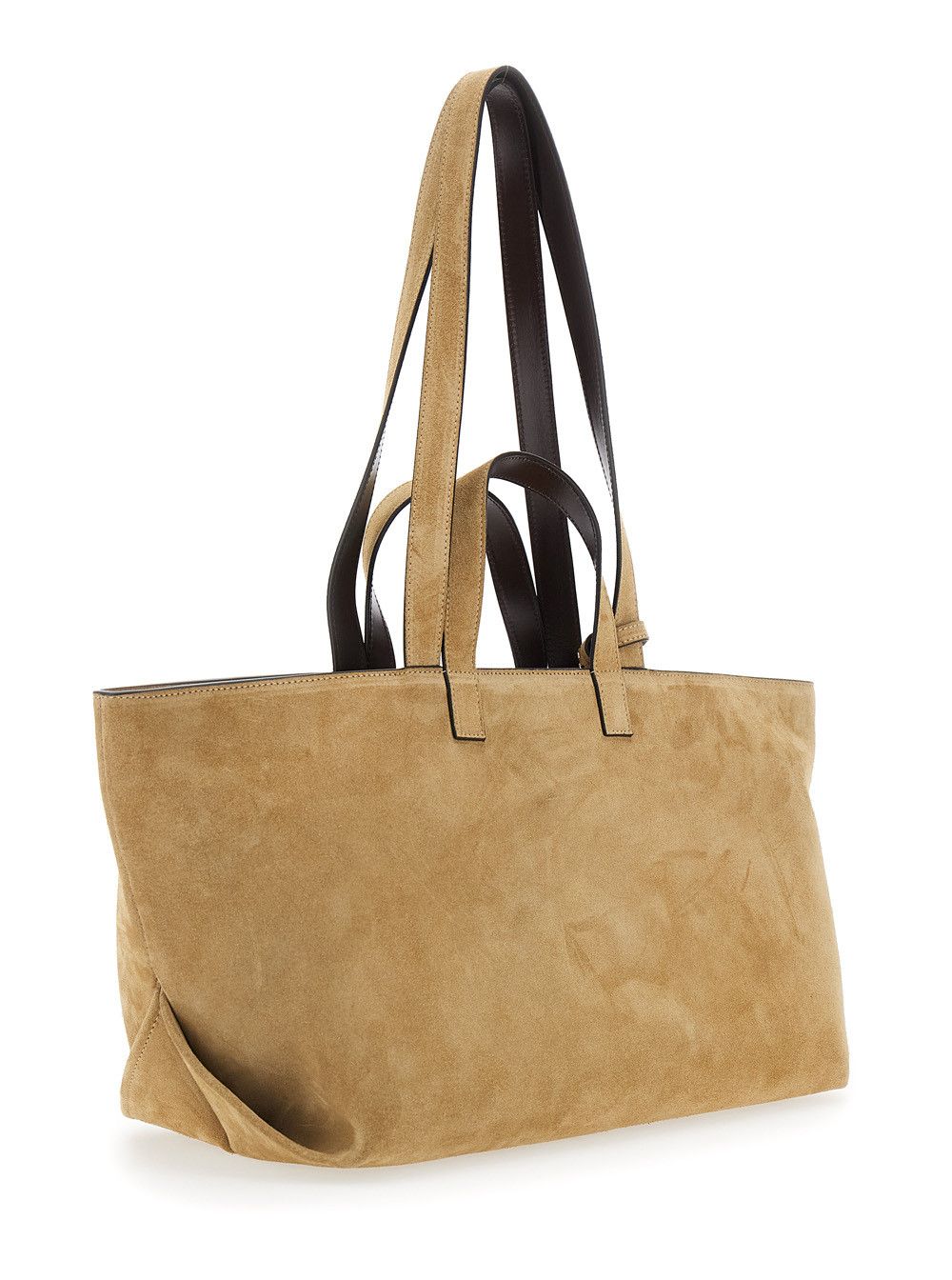 A.P.C. 'Le Drummer' Beige Shopper with Four Handles and Logo Lettering on the Front in Suede Women Size ONE SIZE - 3 Thumbnail