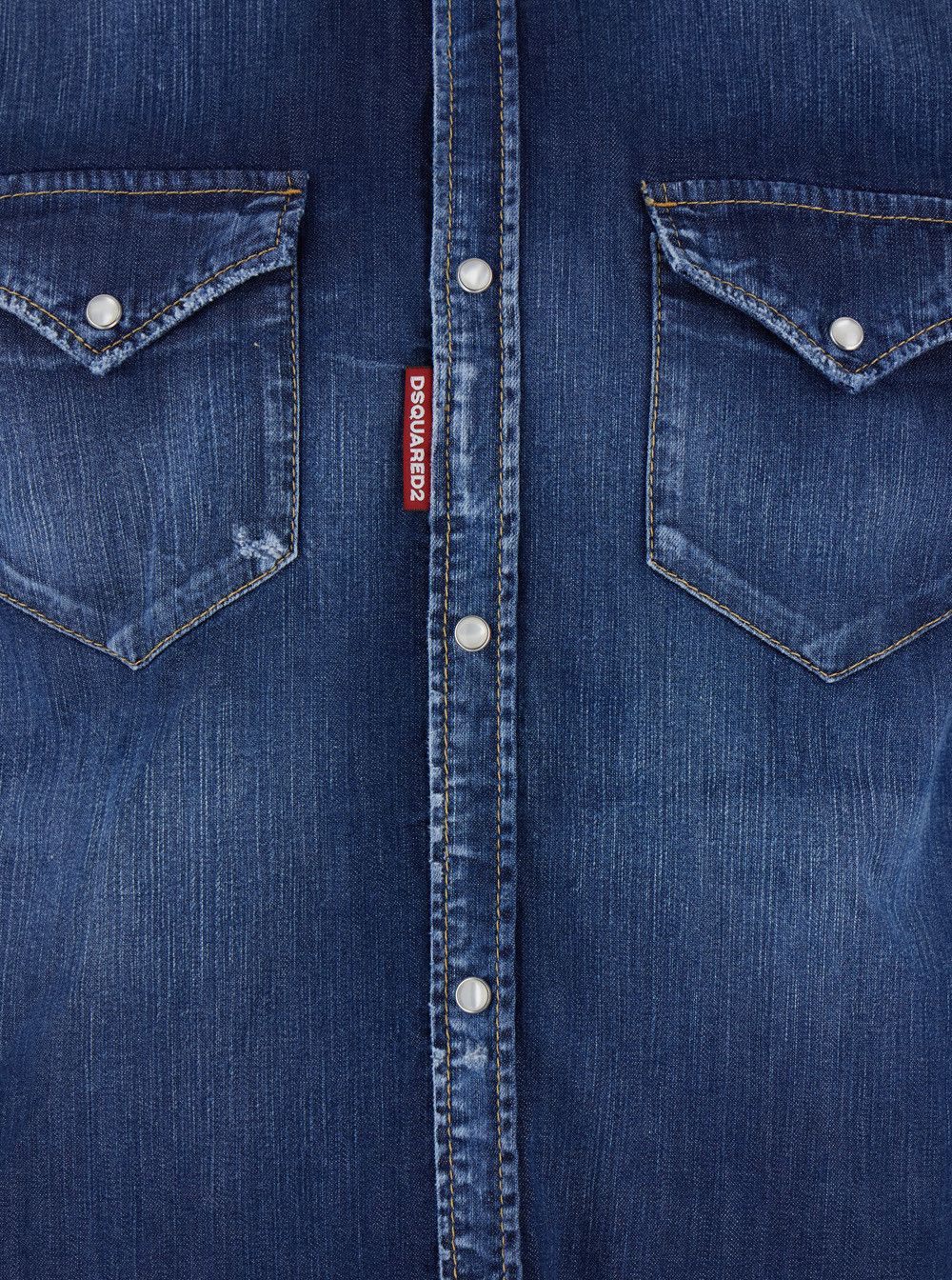 Dsquared2 Classic Collar Shirt with Two Front Pockets in Blue Denim for Men Size US XL / EU 56 / 4 - 3 Thumbnail