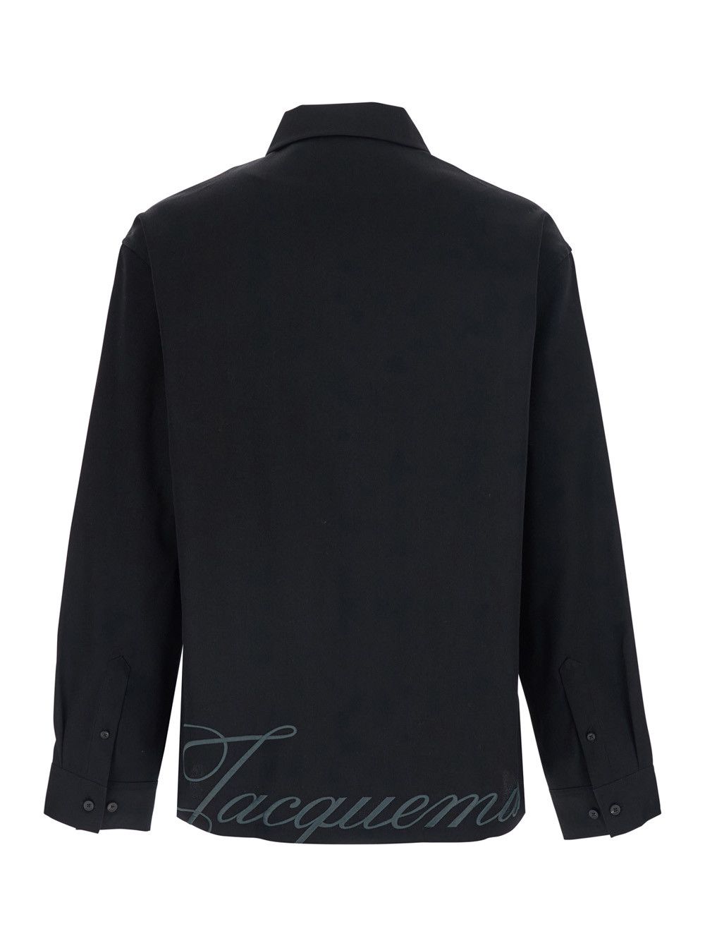 Jacquemus 'La Chemise Mecano' Black Shirt with Zip Closure and Maxi Logo Lettering on the Back in Wool for Men Size US L / EU 52-54 / 3 - 2 Thumbnail